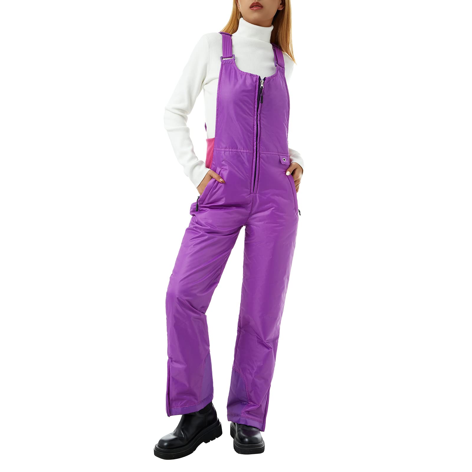 Women's Insulated Snow Bib Overalls - Adjustable Shoulder Straps, Waterproof Ski Pants for Winter Sports & Outdoor Activities - Perfect for Skiing, Snowboarding & Cold Weather Adventures