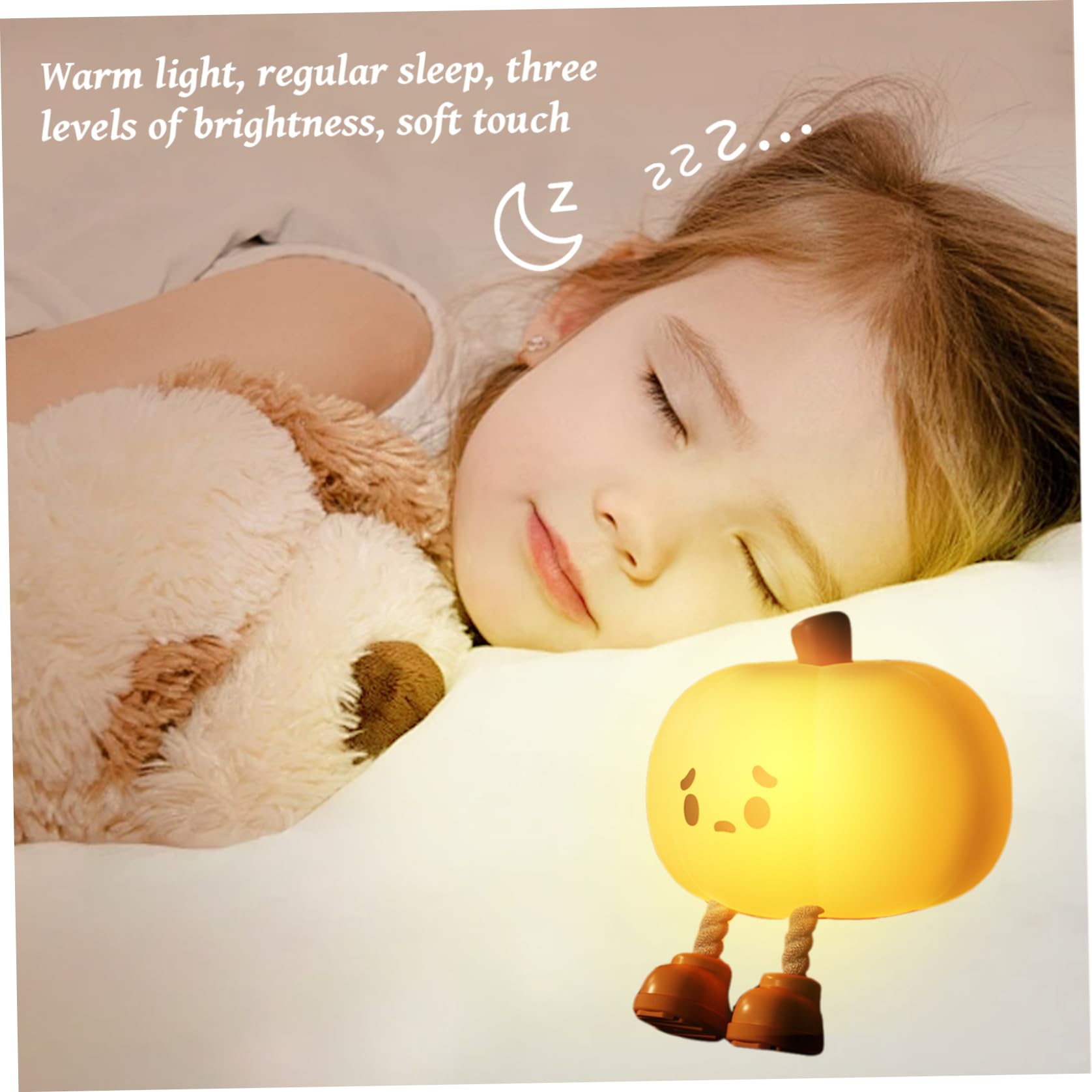 SWEETBIUTI USB Rechargeable Pumpkin Night Light - 3 Brightness Levels, 30-Min Timer, Touch Control - Soft Silicone Halloween Decor for Kids Bedroom, Nursery, Party - Perfect for Halloween, Christmas & Cozy Nighttime Ambience