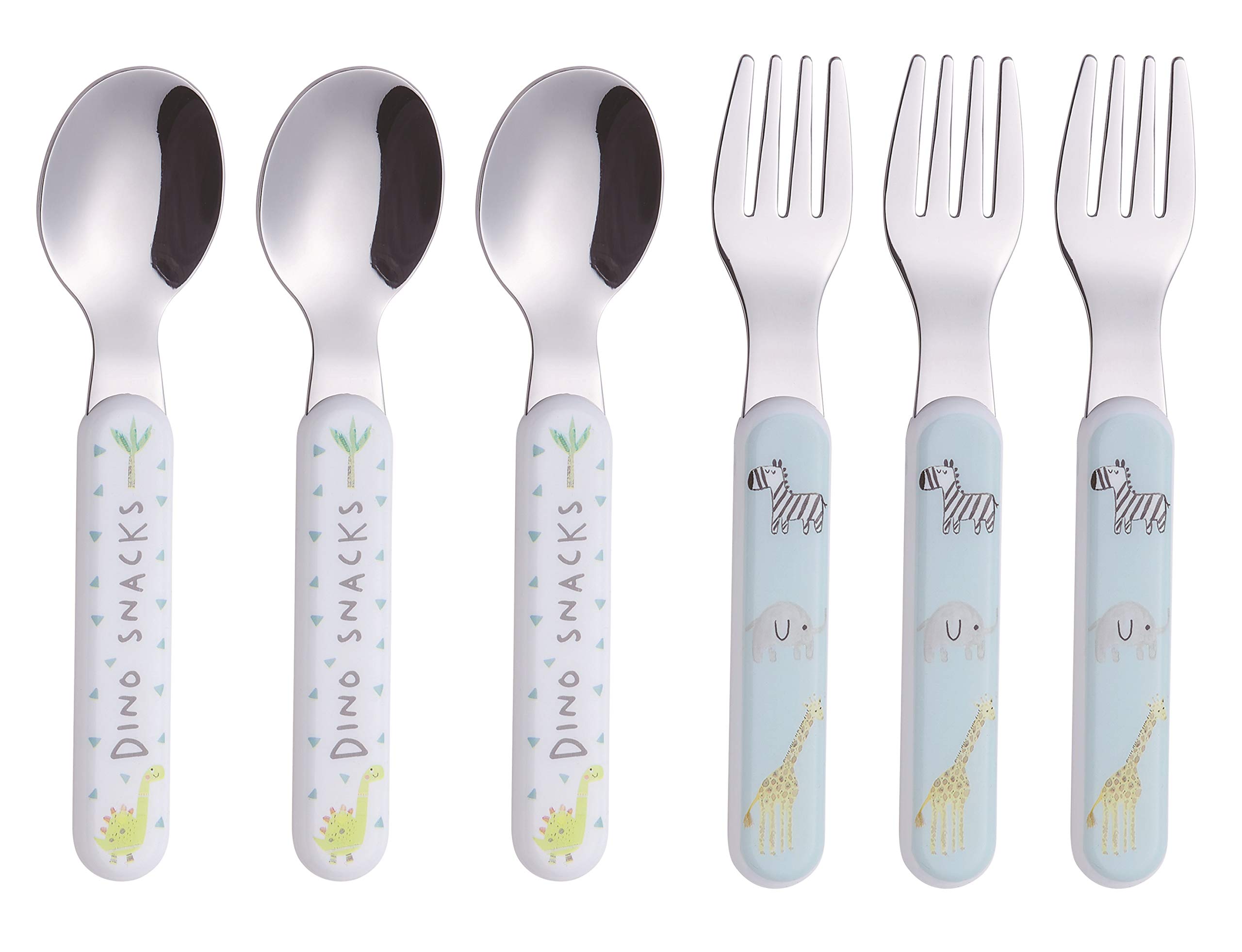 ANNOVA 6-Piece Stainless Steel Kids Silverware Set - 3 Forks & 3 Spoons with BPA-Free Plastic Animal Handles, Safe Toddler Utensils for Babies & Infants | Perfect for Daycare, Travel & Family Dining