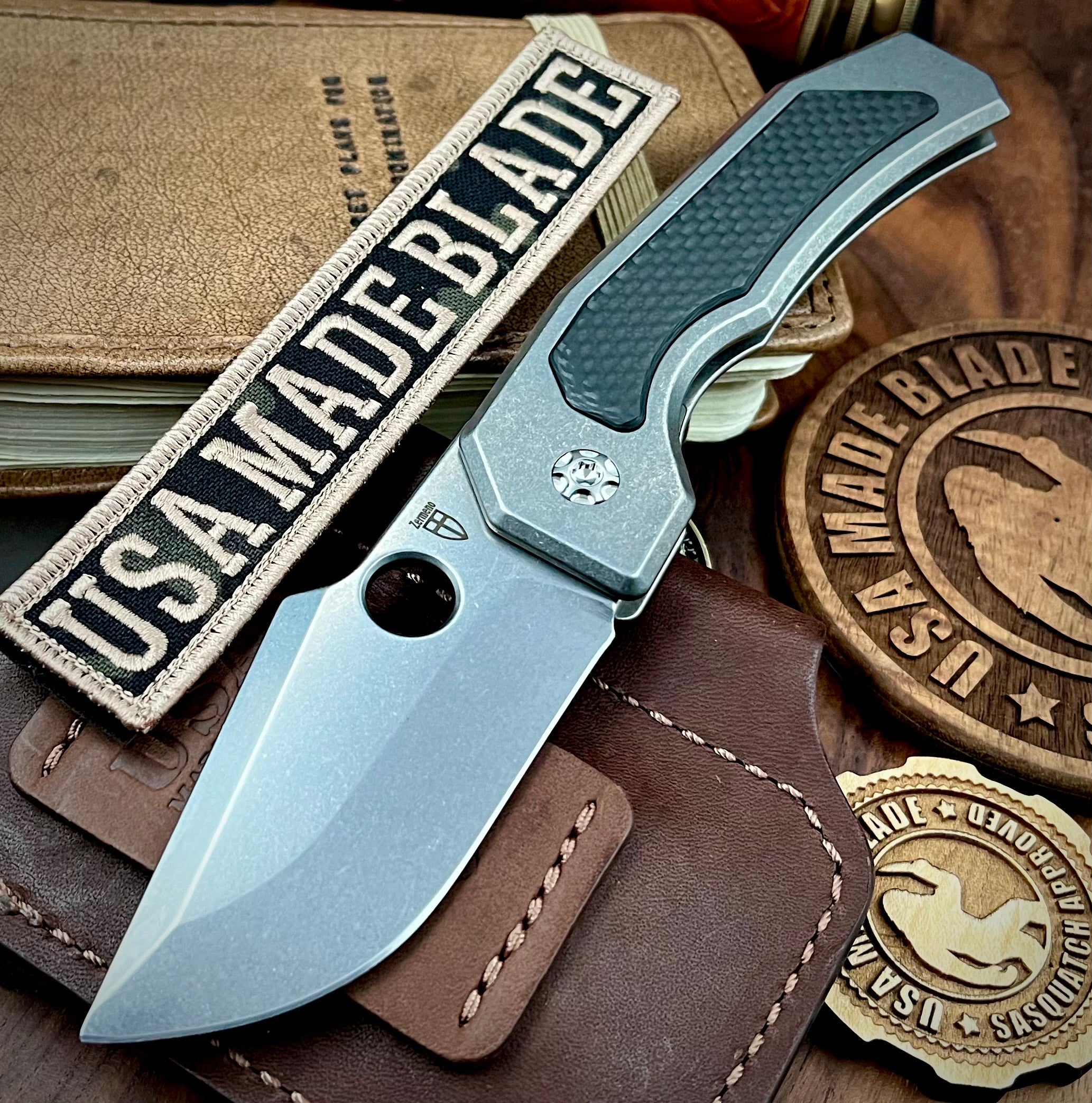 Premium Zermeno Custom Knives Tyr Full Titanium with Carbon Fiber Inlay - Magnacut Blade, Titanium Backspacer & Pocket Clip - EDC Tactical Folding Knife for Outdoor Survival & Everyday Carry