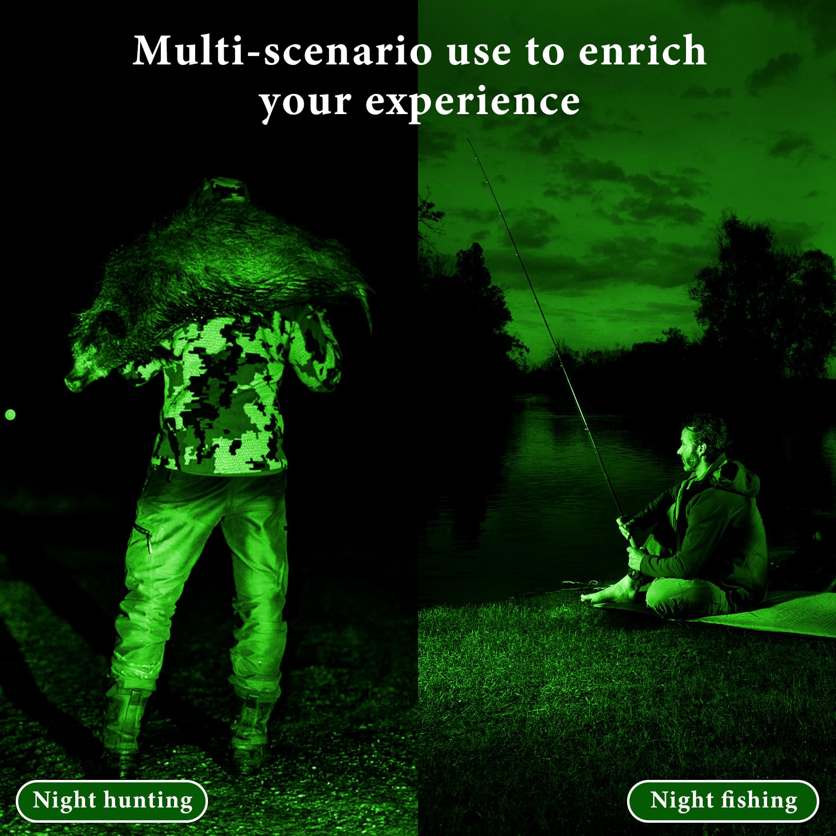 2 Pack Solar Powered 6000 Lumens Green Hunting Lights - Motion Activated Hog Lights with 20