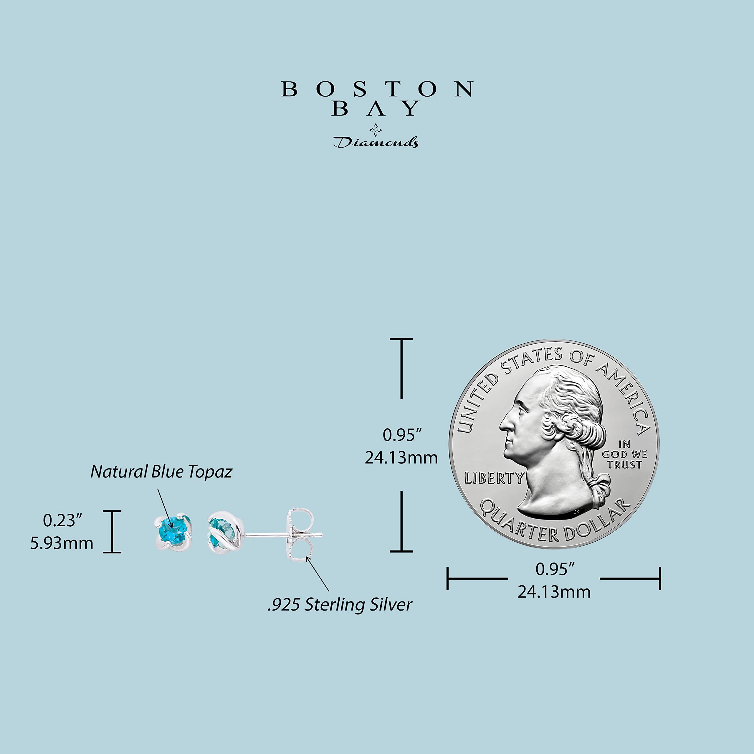 Boston Bay Diamonds Sterling Silver Petite Swirl-Set Birthstone Stud Earrings for Women - Dainty & Elegant Jewelry Gift for Birthday, Anniversary, Christmas - Perfect for Everyday Wear & Special Occasions