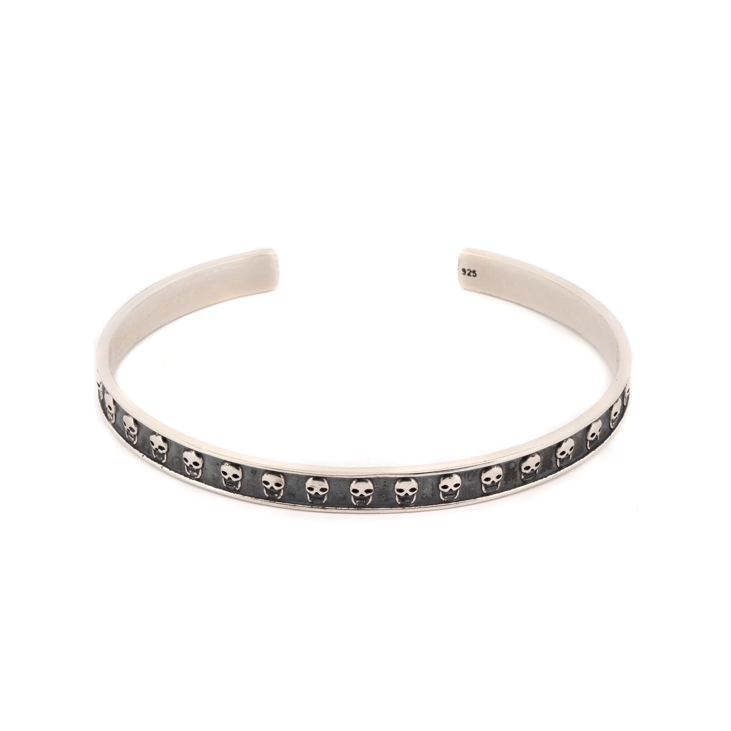 Sterling Silver Skull Symbol Cuff Bracelet for Men & Women - Gothic Punk Rock Jewelry - Perfect for Halloween, Concerts & Alternative Fashion