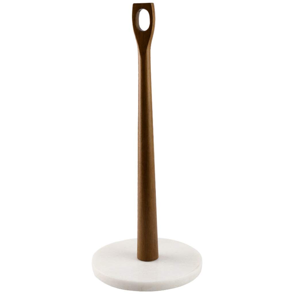 Wooden & Marble Paper Towel Holder - Easy Tear Kitchen & Bathroom Towel Dispenser for Countertop - Perfect for Kitchen, Bathroom, Living Room & Office Use