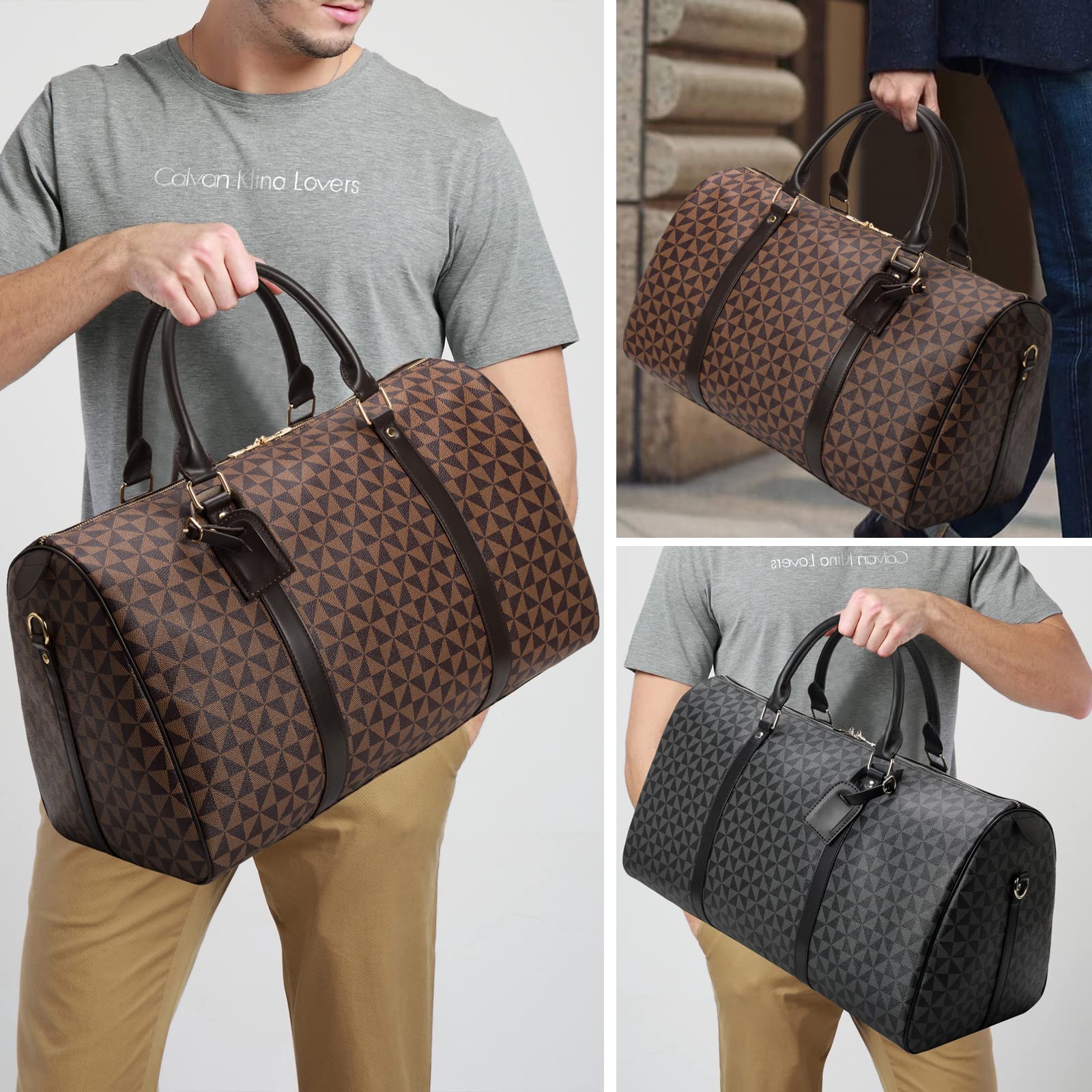 Premium Men's Leather Travel Duffel Bag - Large Capacity Weekender Tote for Gym, Vacation & Business Trips | Durable Carry-On Luggage for Workouts, Weekend Getaways & Business Travel