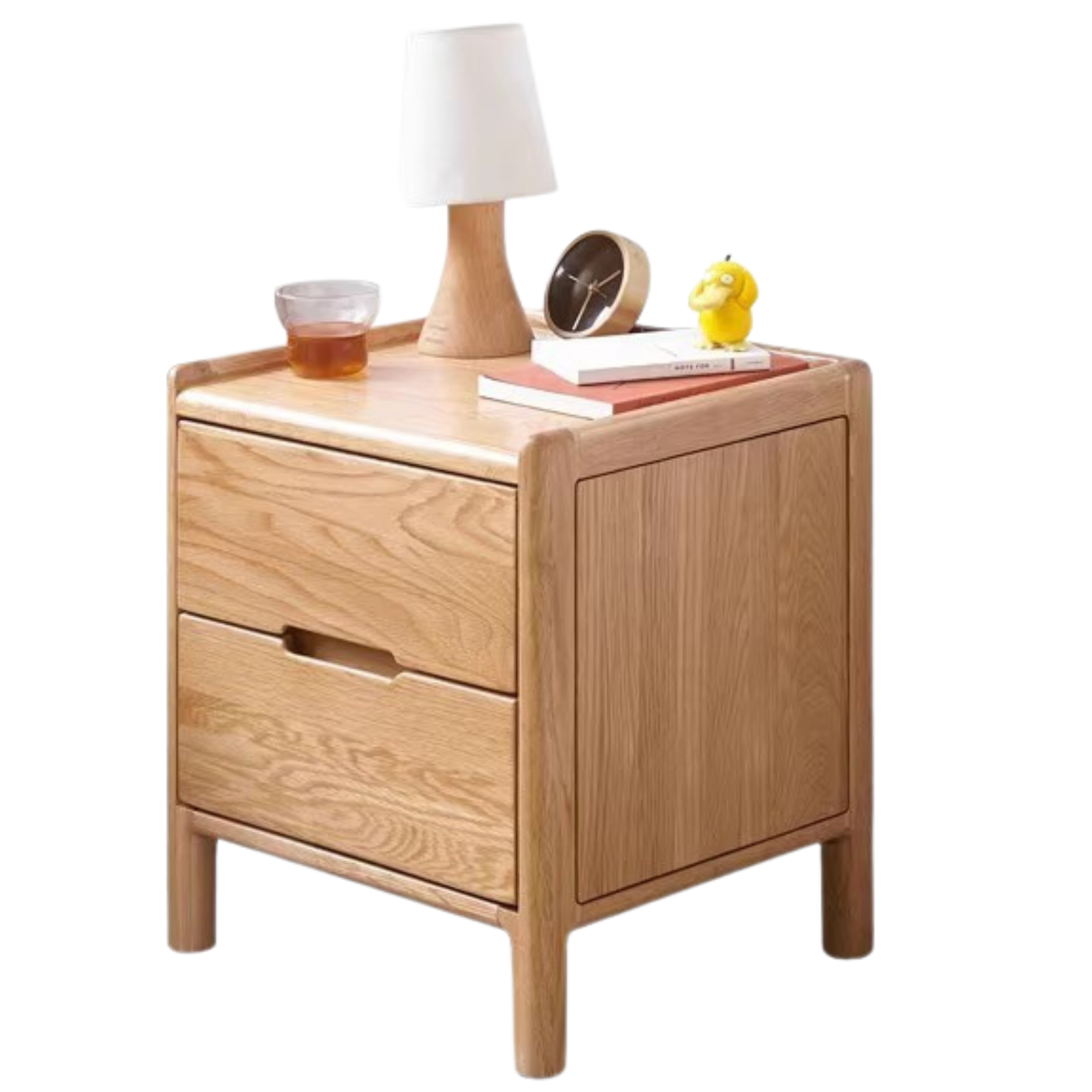 Solid Oak Wood Nightstand - Modern Nordic Style Bedside Table for Bedroom, Living Room, or Office