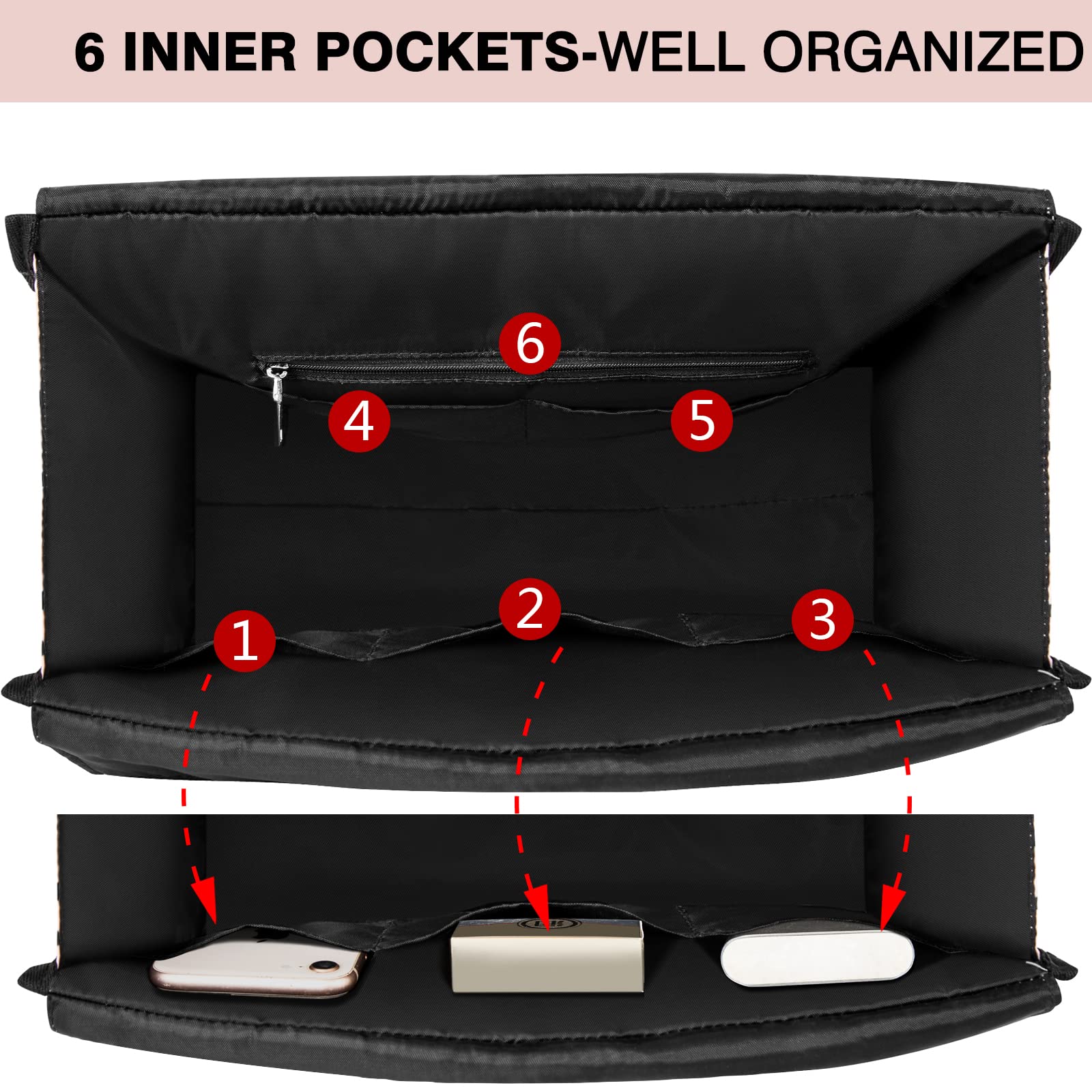 IBFUN 14/24 Pocket Tote Bag for Teachers & Work Women - Durable & Organized for Work & Travel