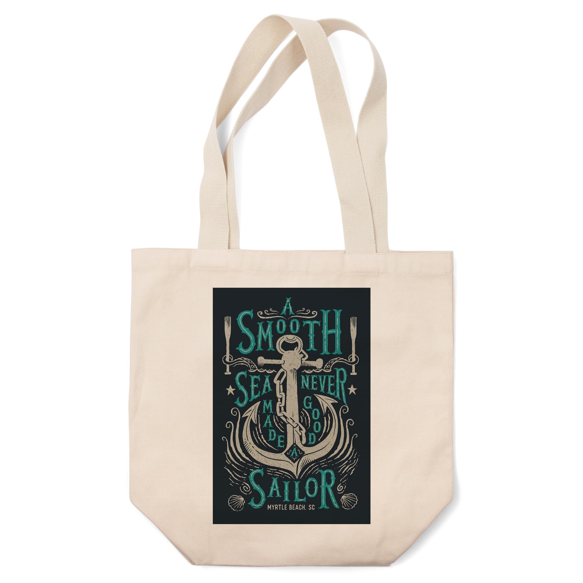 100% Cotton Canvas Reusable Tote Bag - Sailor's Pride Anchor Design with 'A Smooth Sea Never Made A Good Sailor' Quote - Perfect for Beach Trips, Grocery Shopping & Eco-Friendly Lifestyle | Myrtle Beach South Carolina Inspired