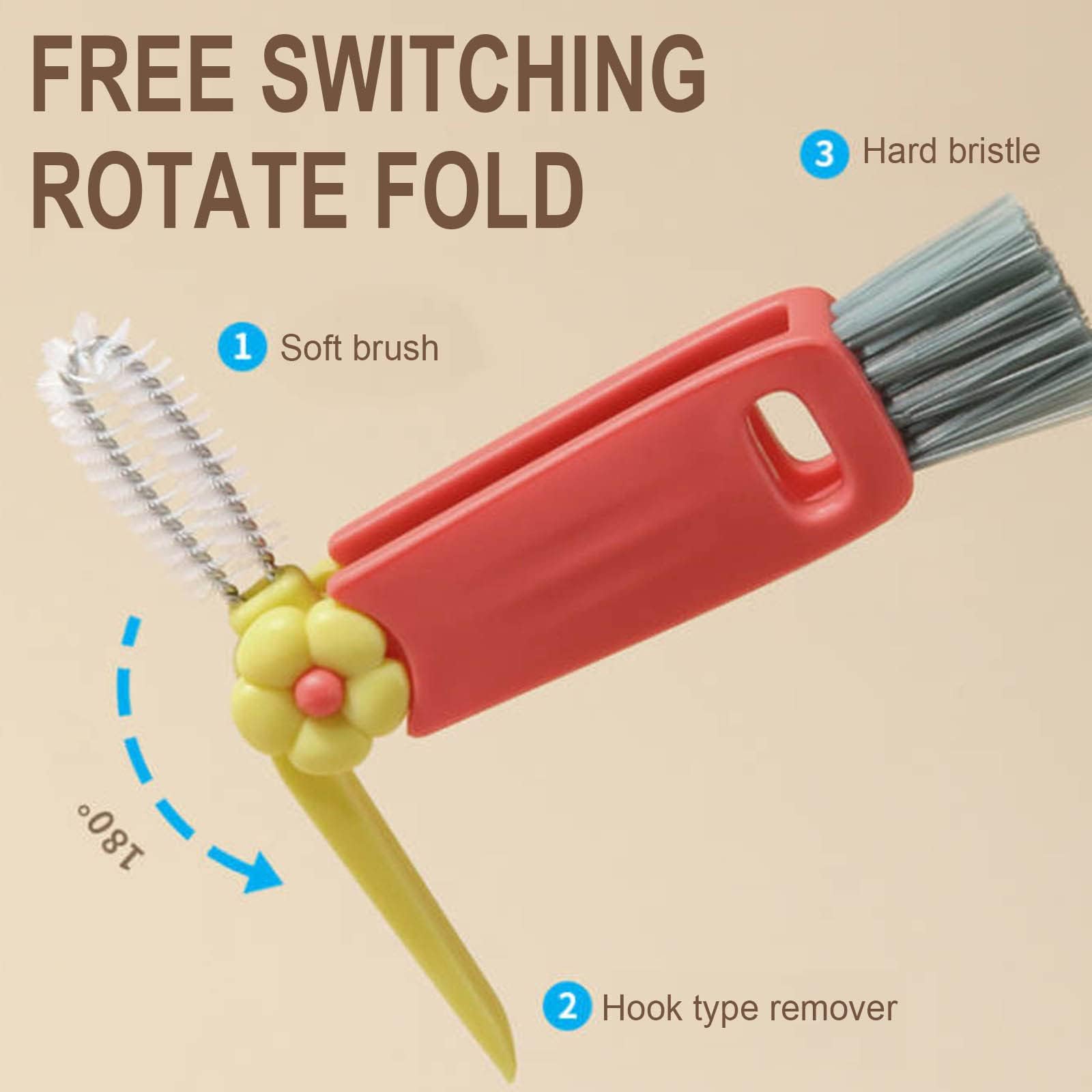 2024 New 3-in-1 Cup Lid Cleaning Brush Set - Multi-Purpose Baby Bottle Gap Cleaner, Tight Space Crevice Brush & Portable Cup Cleaner | Perfect for Baby Bottles, Travel Mugs, Water Bottles & Hard-to-Reach Kitchen Cleaning