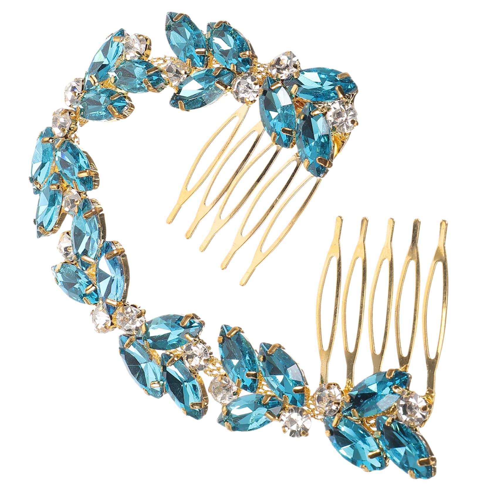 EXCEART 5-Piece Rhinestone Hair Comb Set - Crystal Leaf Hair Forks, Bridal Headpieces, Alloy Hair Clips for Wedding, Bridesmaid & Special Occasions | Perfect for Updos, Side Styling & Formal Events