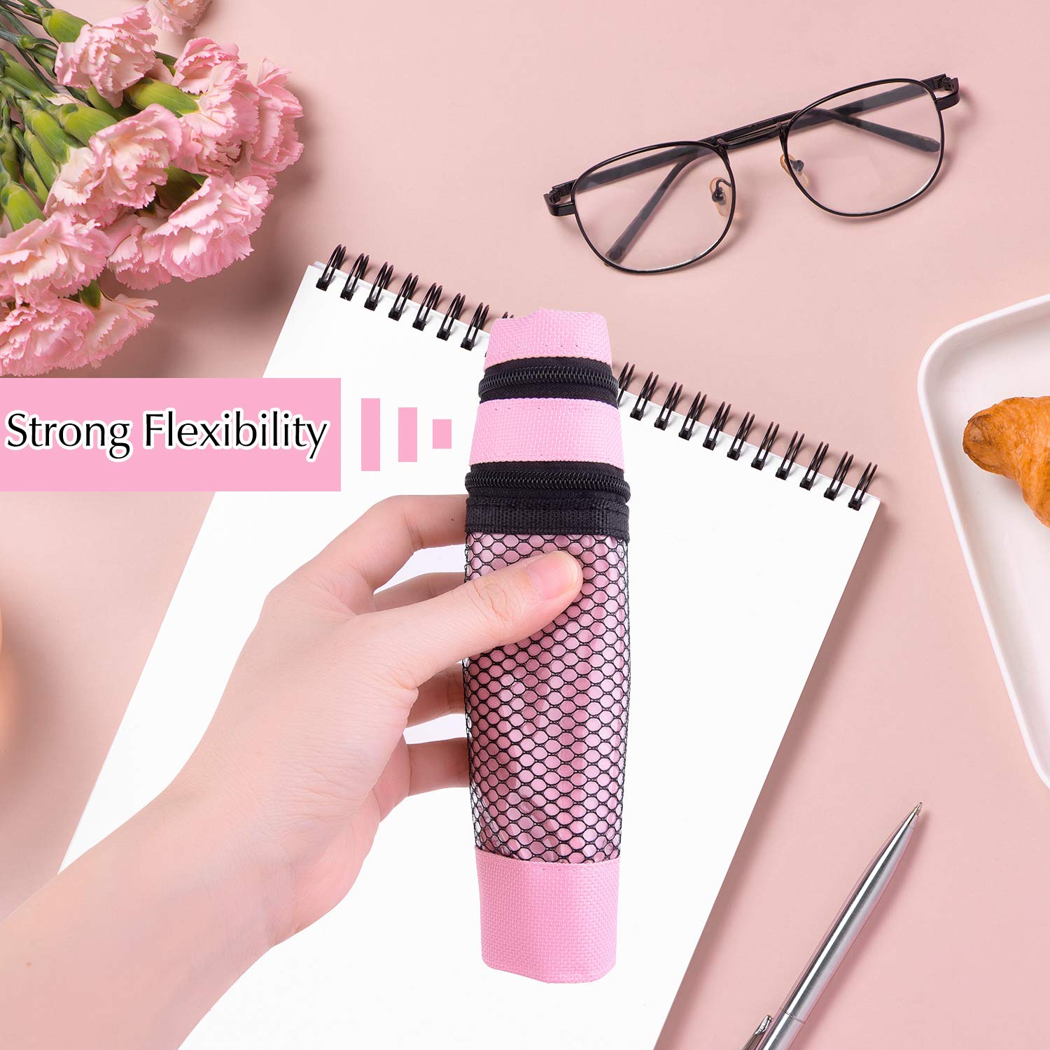 FEPITO 3-Pack 3-Ring Binder Pencil Pouch with Zipper & Double Pocket - Mesh Window Pencil Case for School, Office & College Supplies - Perfect for Binders, Notebooks & Backpack Organization