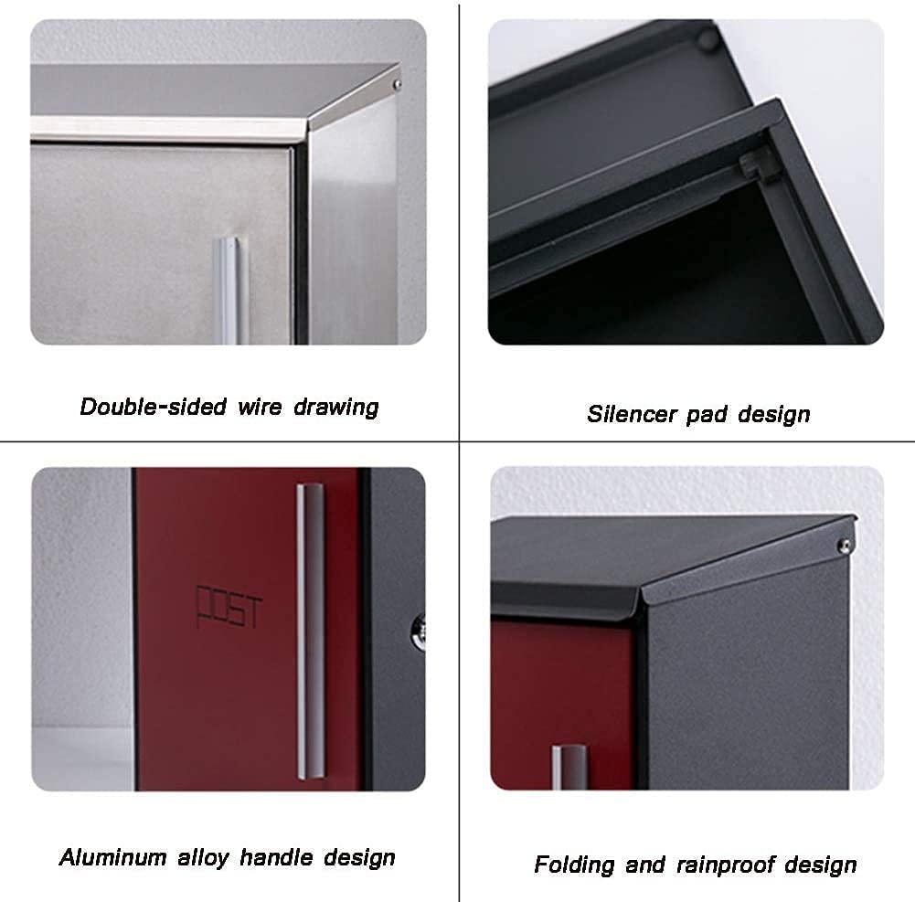 Wall Mounted Lockable Mailbox with Cover - Slimline Outdoor Post Box for Parcels & Letters, Anthracite Color - Perfect for Homes, Apartments & Offices (Model: LSDRALOBBEB 1105)