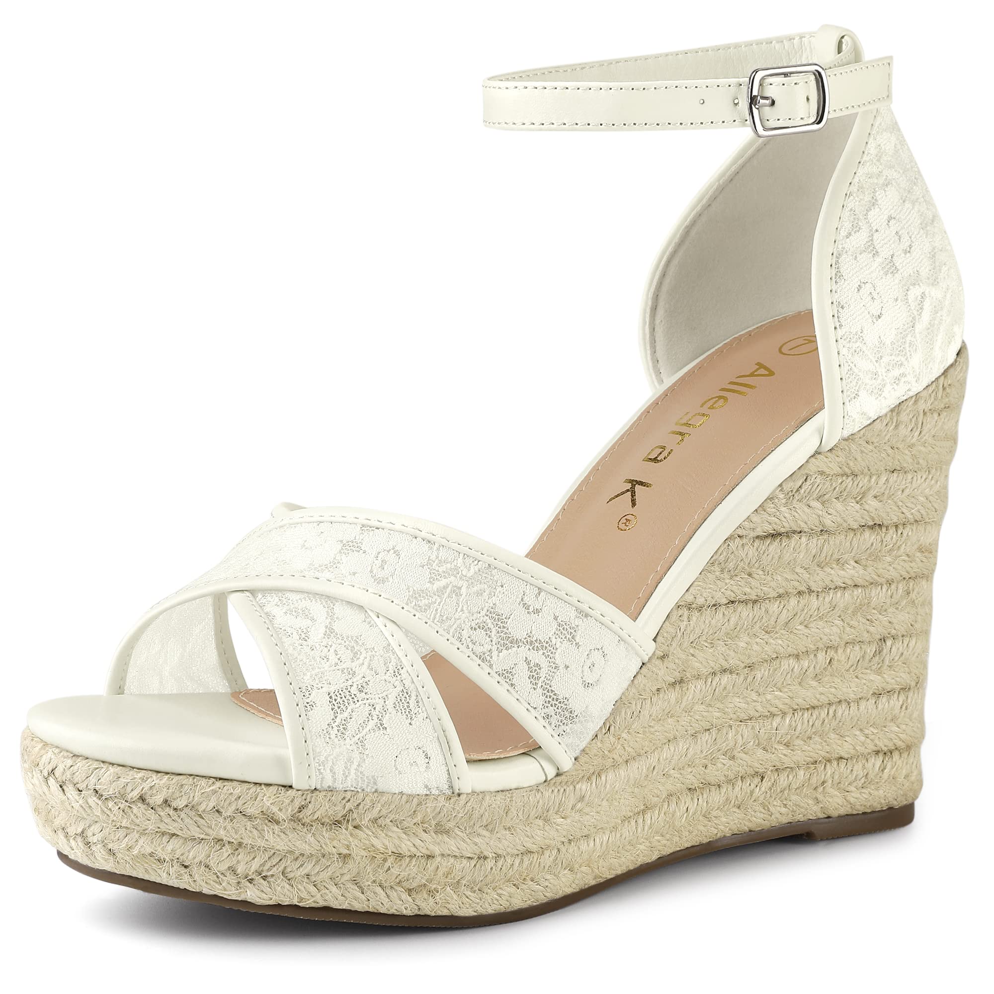 Allegra K Women's Espadrille Wedge Sandals with Lace-Up Design - Comfortable Summer Casual Shoes for Beach, Vacation & Outdoor Walking