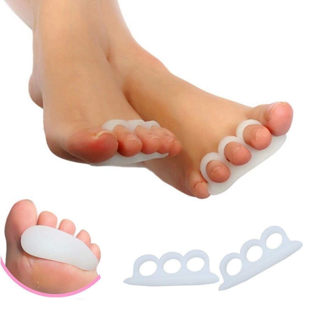 4 Piece Hammer Toe Corrector Set - Soft Gel Toe Separators & Splints for Pain Relief - Comfortable Toe Straightener for Bunions, Overlapping Toes - Ideal for Daily Wear, Yoga, Running & Recovery