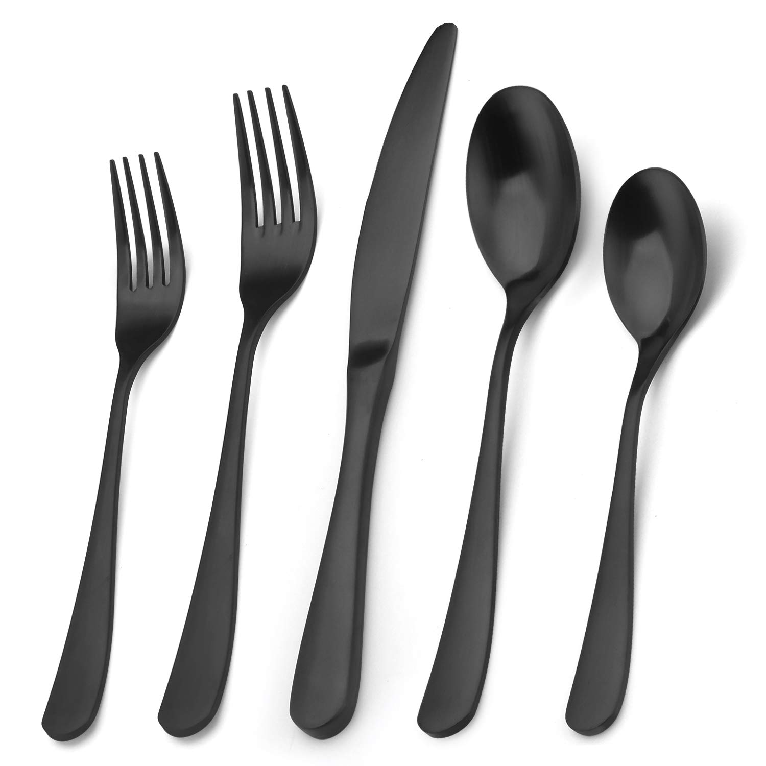 Bysta 20-Piece Matte Black Stainless Steel Flatware Set - Satin Finish Cutlery Set for 4, Dishwasher Safe Kitchen Utensils for Home & Restaurant Use | Elegant Dining, Dinner Parties, Wedding Gifts & Daily Tableware