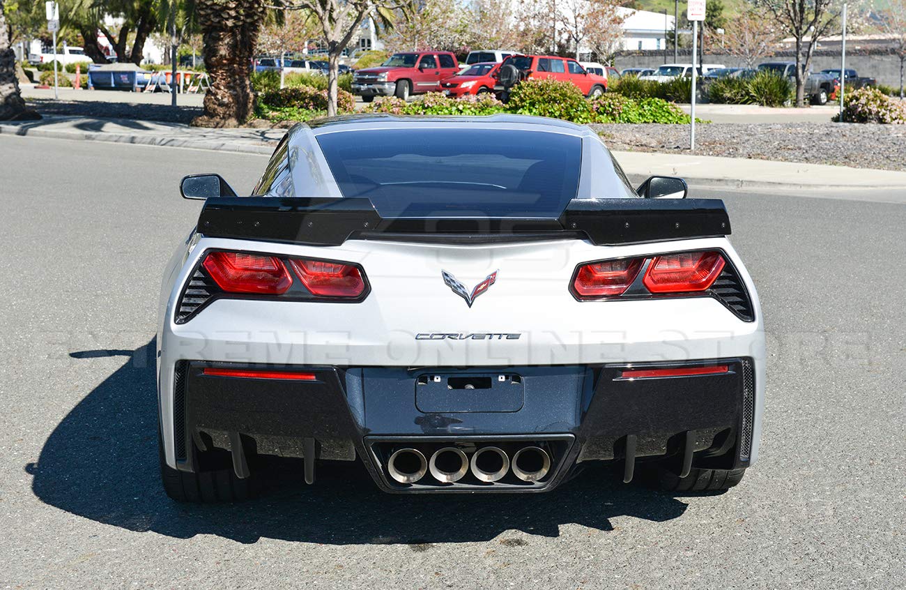 2014-2019 Chevrolet Corvette C7 Z06 Track Style Rear Bumper Diffuser Fins - 2 Pairs ABS Plastic Painted Carbon Flash Metallic | Perfect for Performance Upgrades & Track Enthusiasts