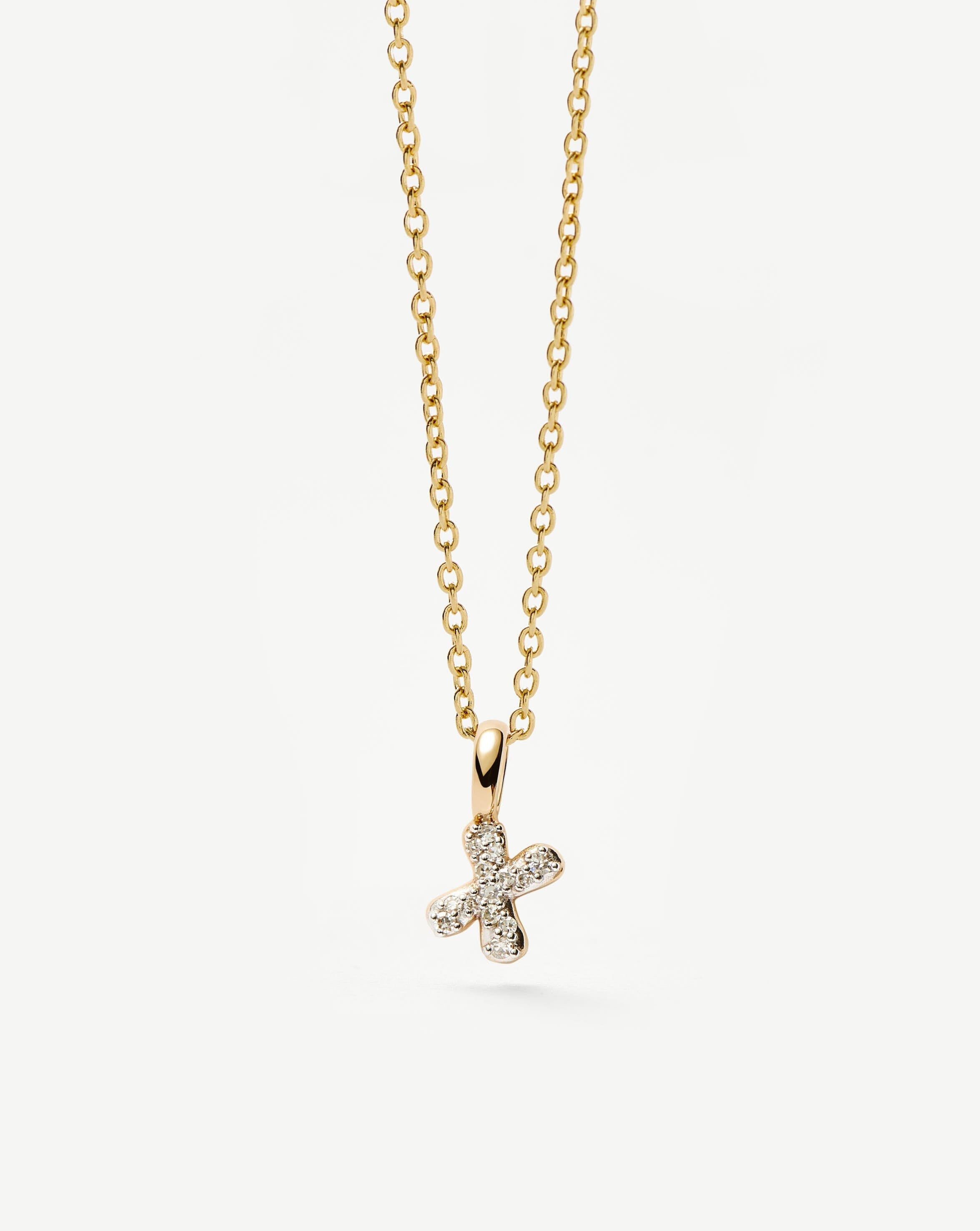14K Solid Gold Diamond Initial Pendant Necklace for Women - Personalized Letter Necklace, Dainty Mini Pendant, Gold Plated Jewelry Gift for Her | Perfect for Birthdays, Anniversaries & Special Occasions
