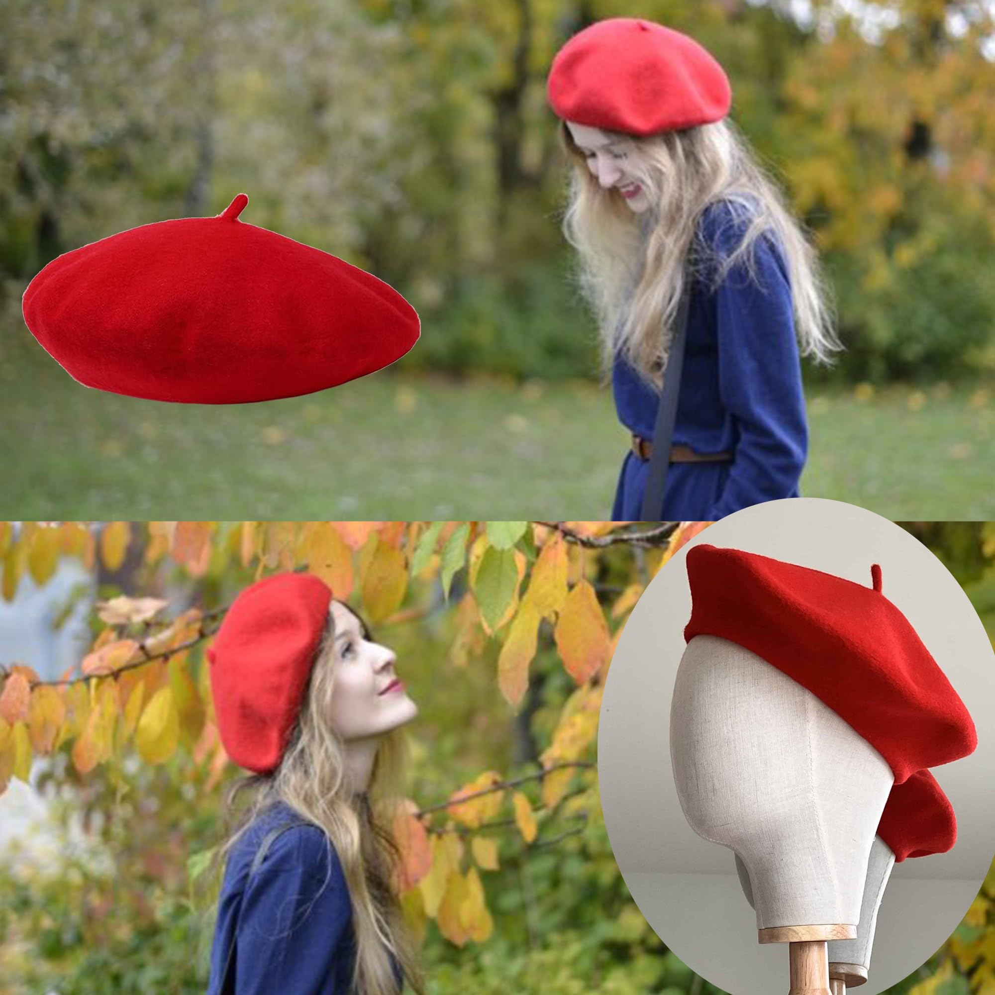 Women's Wool French Beret - Classic Stretchable Solid Beanie Hat for Women | Winter Fashion Accessory, Casual Outfit & Travel Hat