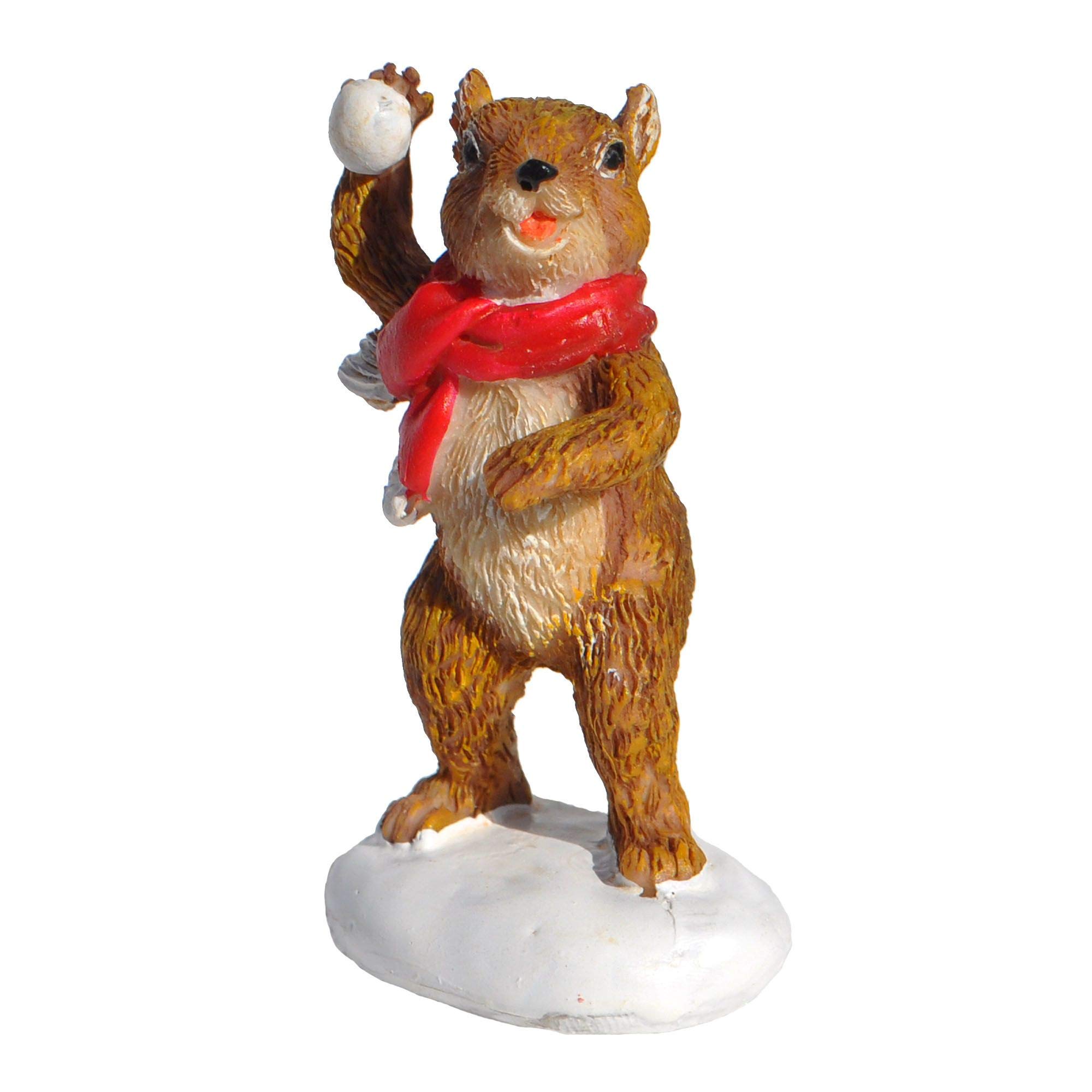 Miniature Fairy Garden Squirrel Snowball Fight Decor for Christmas