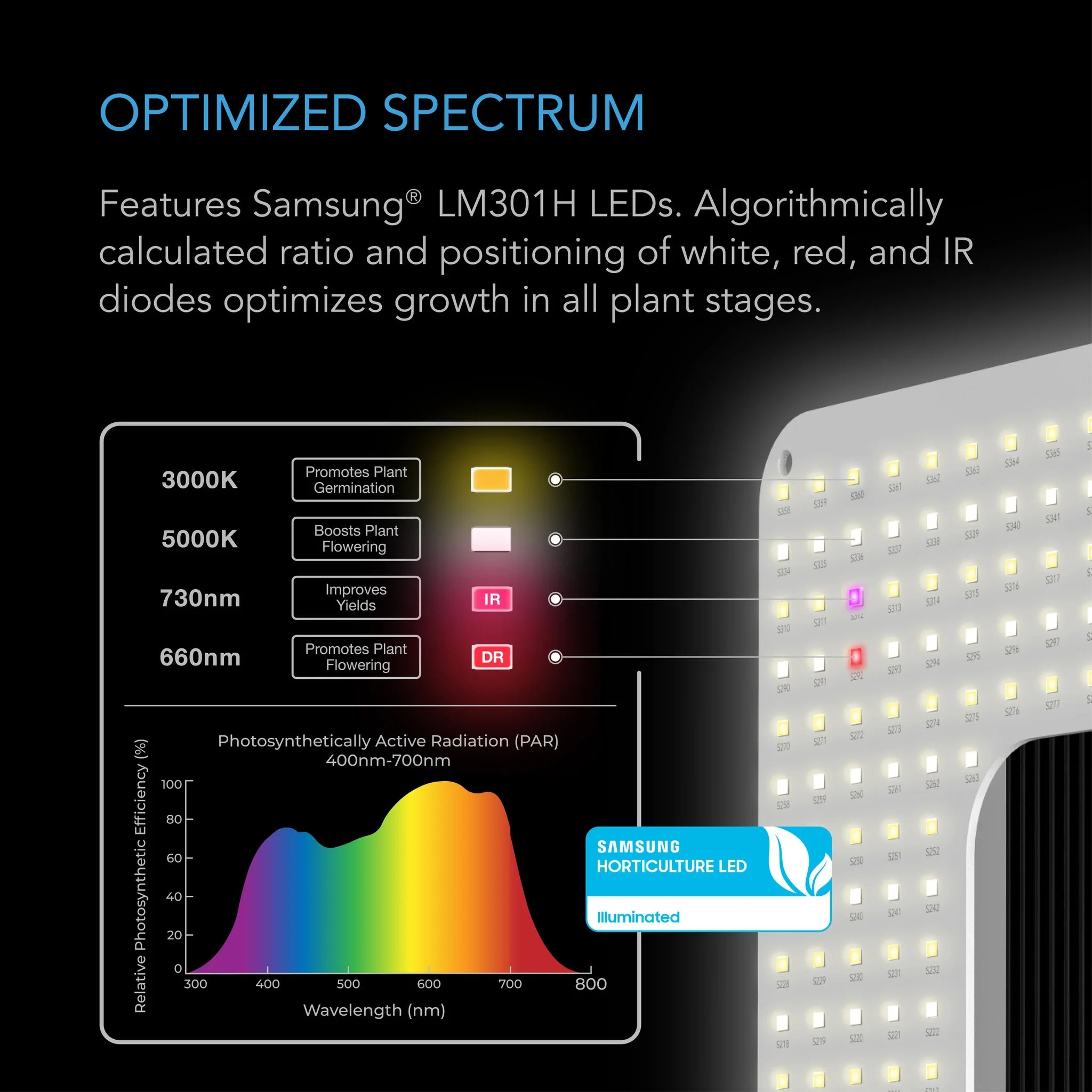 Longrid T24 Full Spectrum LED Grow Light 260W with Samsung LM301H Chips - Ideal for 2x4 Ft Indoor Plant Growth, Hydroponics & Greenhouse Cultivation