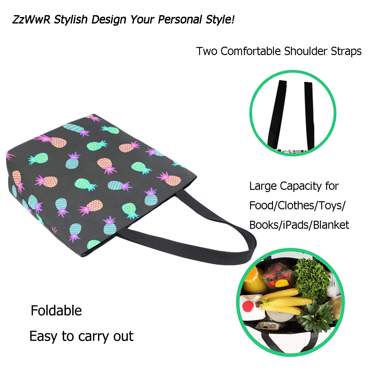 Stylish Large Canvas Tote Bag for Women - Durable Spacious Beach Bag, Gym Bag, Travel Weekender & Grocery Shopping Tote - Perfect for Work, Vacation & Everyday Use