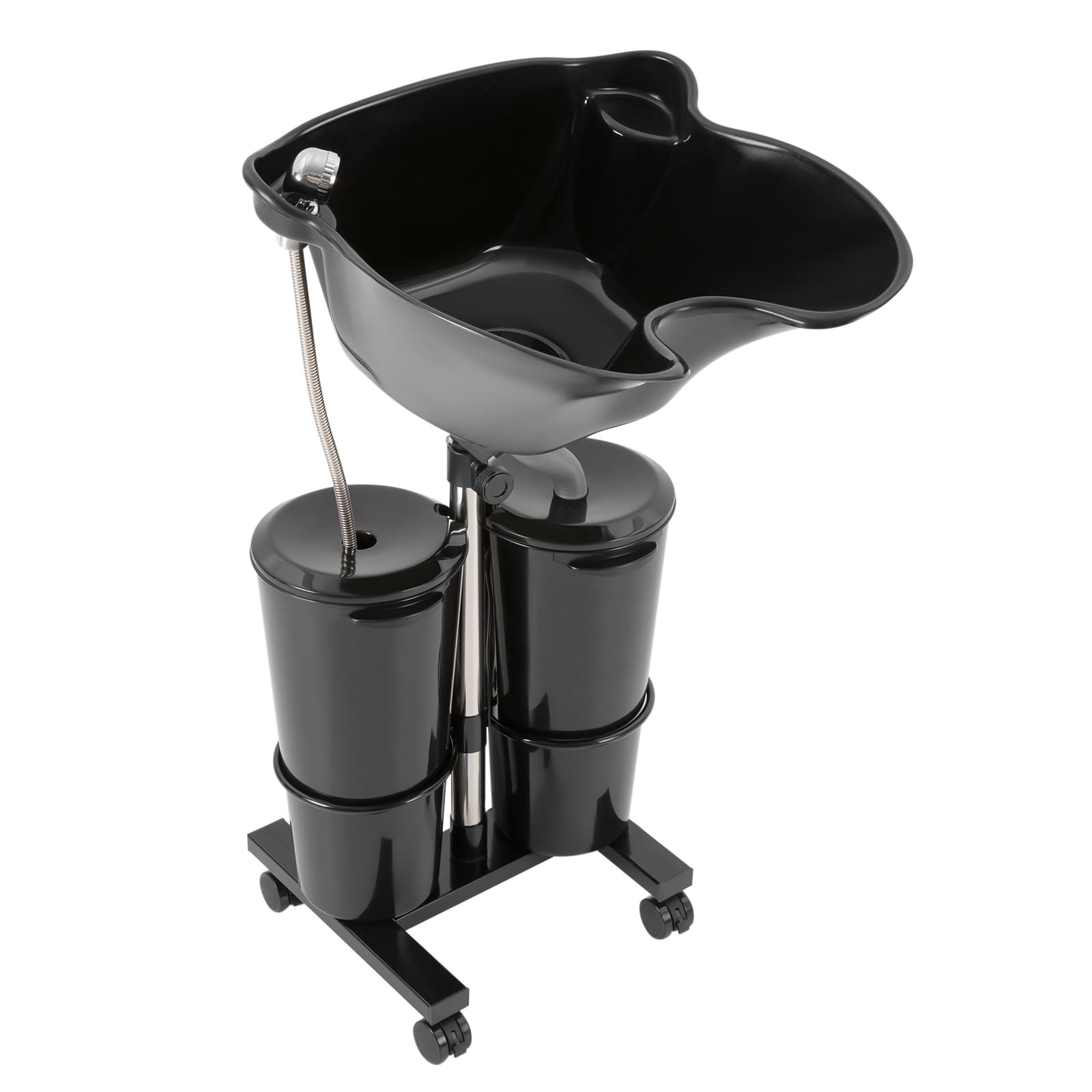 Portable Electric Shampoo Bowl for Salon - Adjustable Hair Washing Sink with 2 Buckets & Drain Hose - Mobile Shampoo Basin for Barber Shop & Home Use - Perfect for Salon Treatments & Home Hair Care (Black)