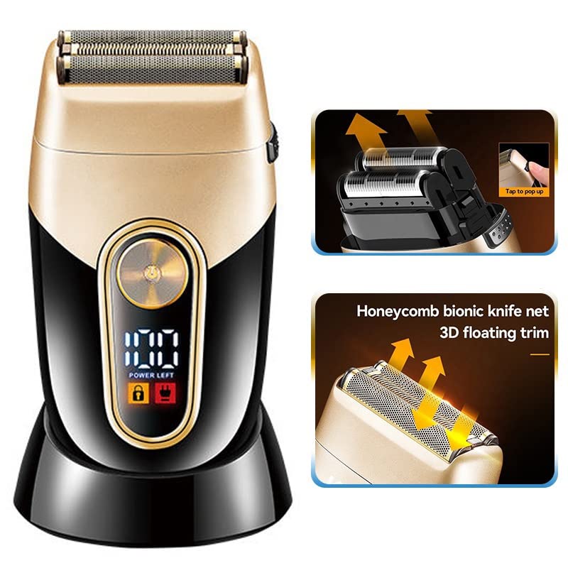 Rechargeable Electric Razor for Men - Wet & Dry Electric Shaver with Beard Trimmer & Charging Base | Cordless Shaving Machine for Face & Body Grooming at Home or Travel