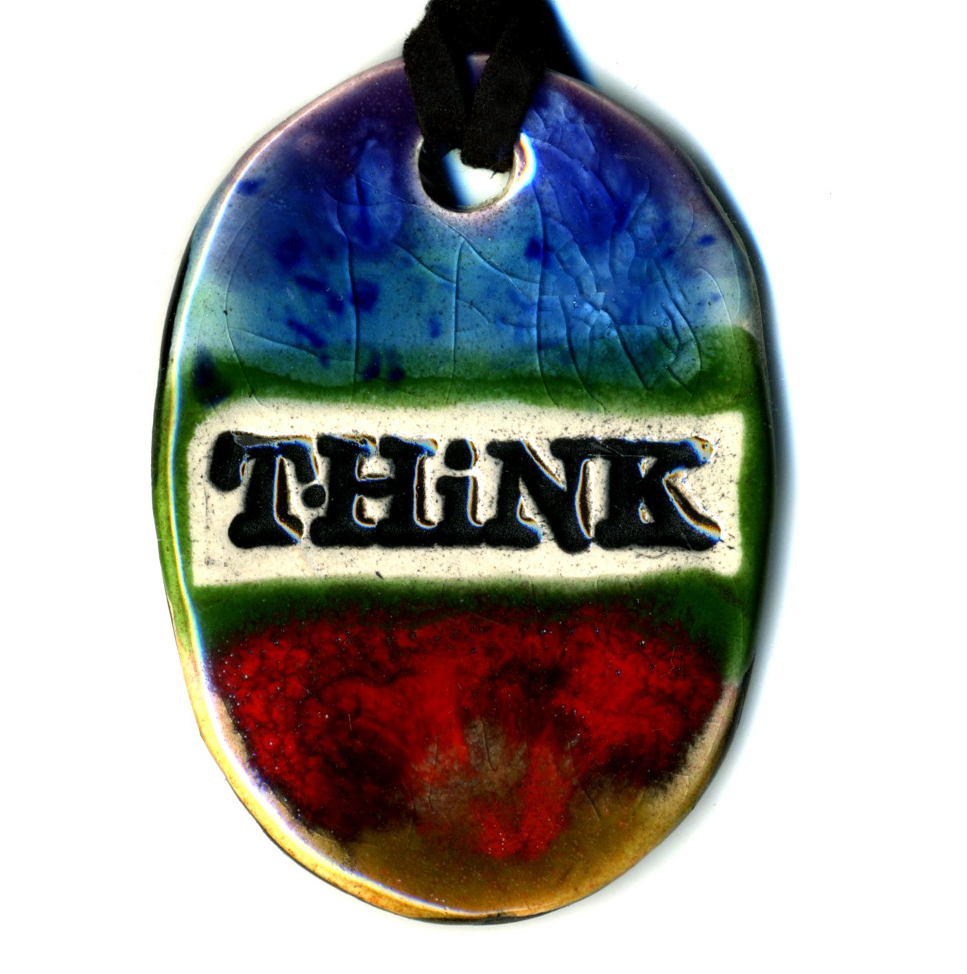 Rainbow Glaze Ceramic Pendant Necklace for Women - Handmade Boho Jewelry Gift for Birthday, Anniversary & Everyday Wear