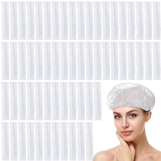 100-Pack Waterproof Disposable Shower Caps for Women - Elastic & Durable Hair Protection for Travel, Hotel, Home, Spa & Salon - Perfect for Showering, Swimming, Hair Treatments and Beauty Routines