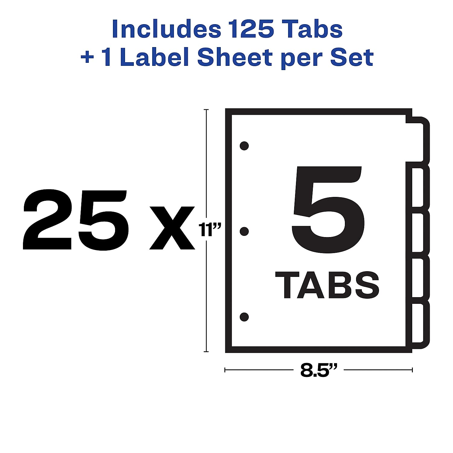 AVERY AVE11423 Clear Index Tabs - 25-Pack Punchable Label Dividers for Binders, Files & Organizers | Perfect for Office, School & Home Organization