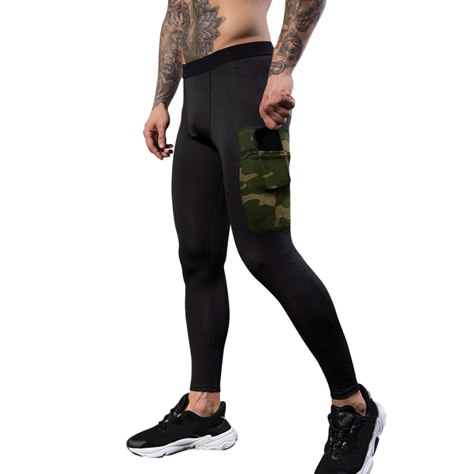 Men's Quick-Dry Sports Leggings & Tights - High Elasticity Workout Pants for Running, Gym & Fitness Training - Moisture Wicking Activewear for Men