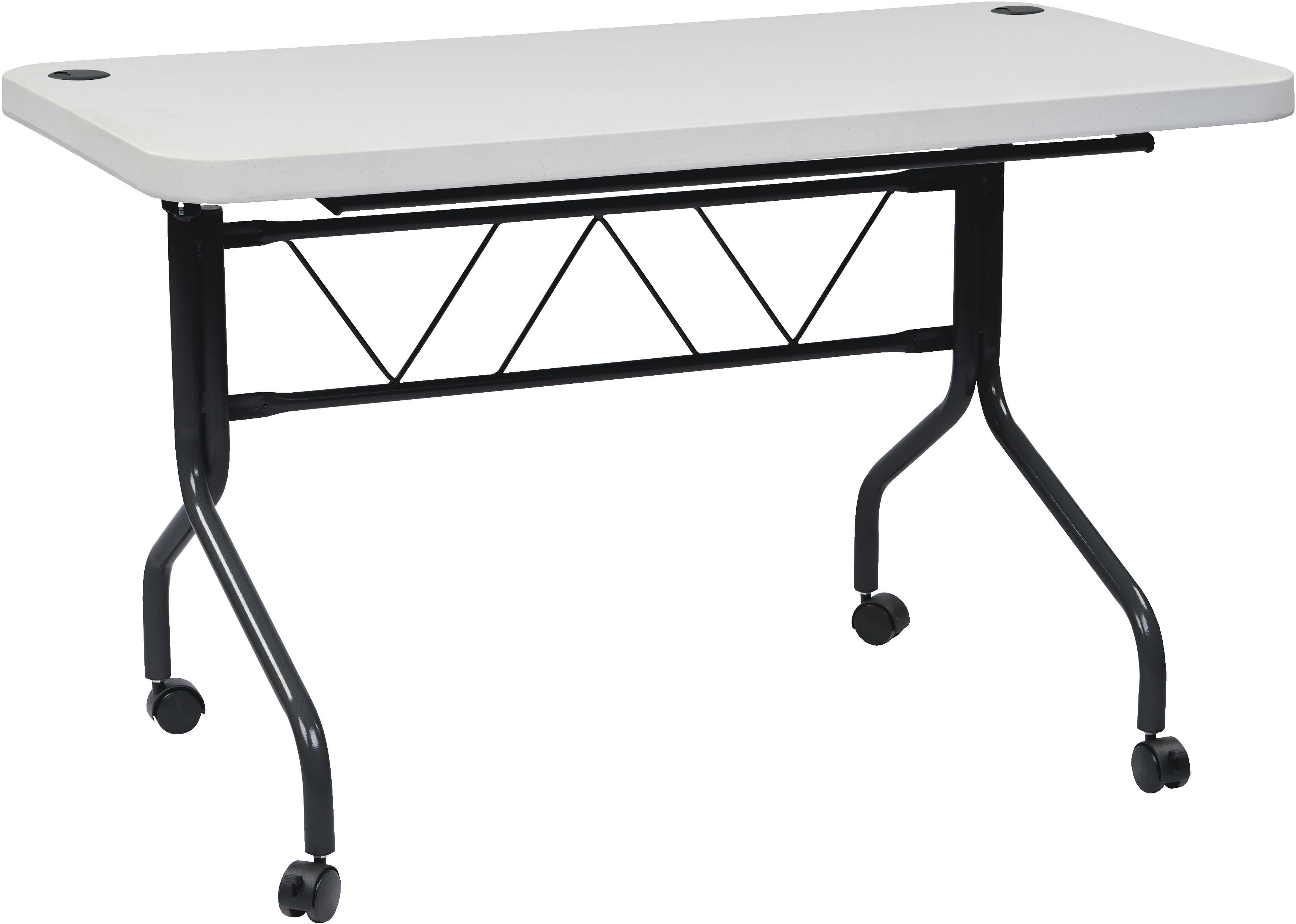 Office Star Work Smart™ 4-Foot Resin Multi-Purpose Folding Table with Locking Casters - Perfect for Home Office, Classroom, and Event Use [FT6634]