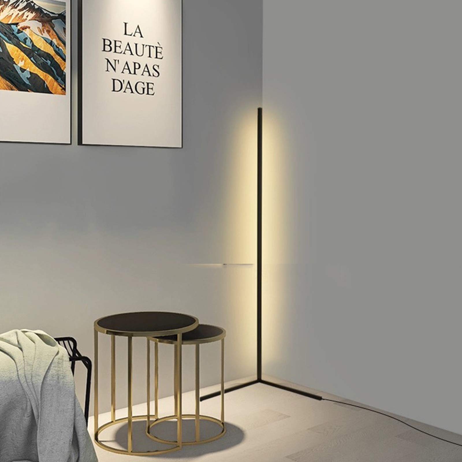 Modern Black Iron Corner Floor Lamp 47.2