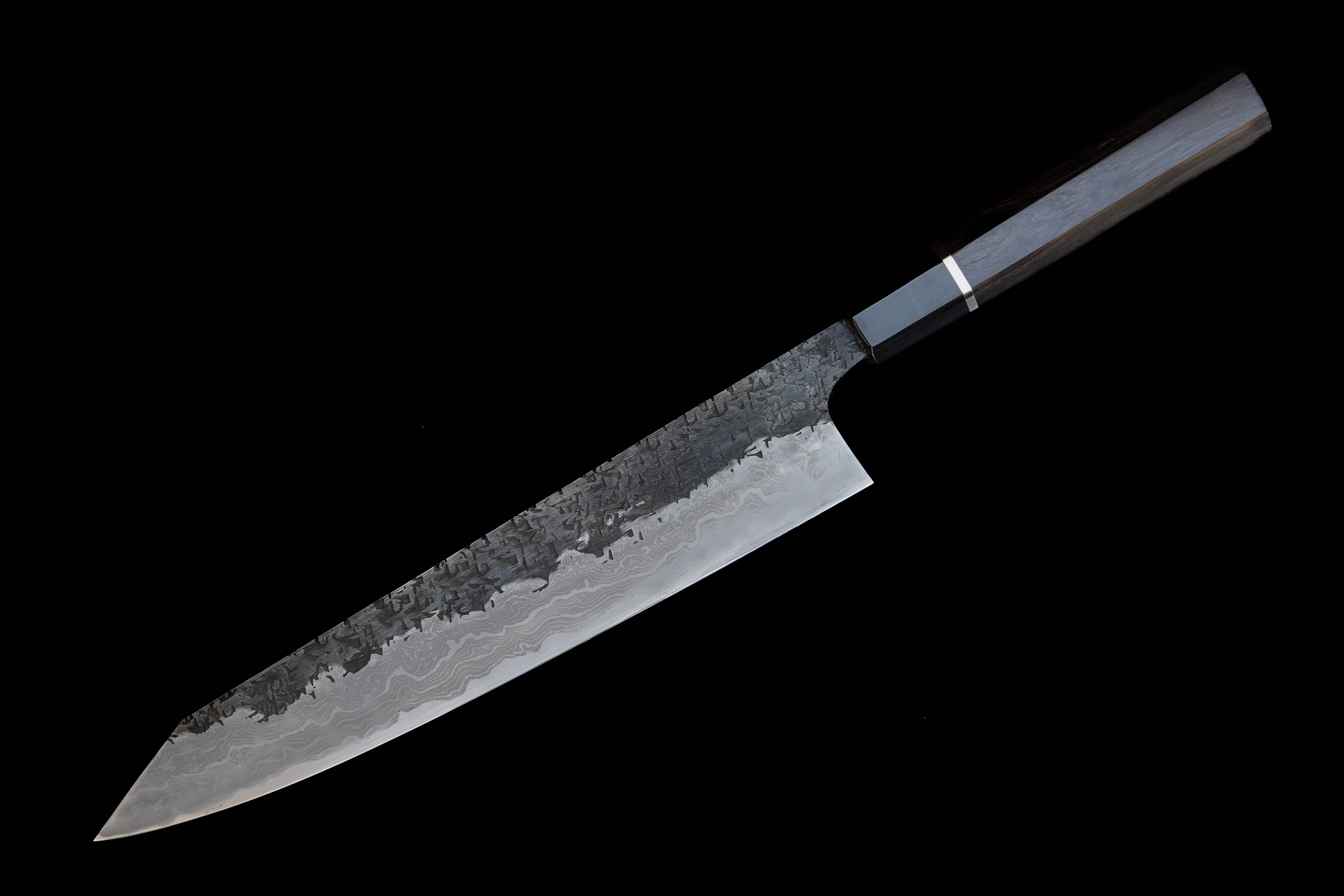 Premium Kisuke Manaka ENN Blue #1 & Blue #2 Damascus 280mm Gyuto Knife - Japanese Chef Knife with Soft Iron Cladding for Professional Sushi, Sashimi & Meat Cutting