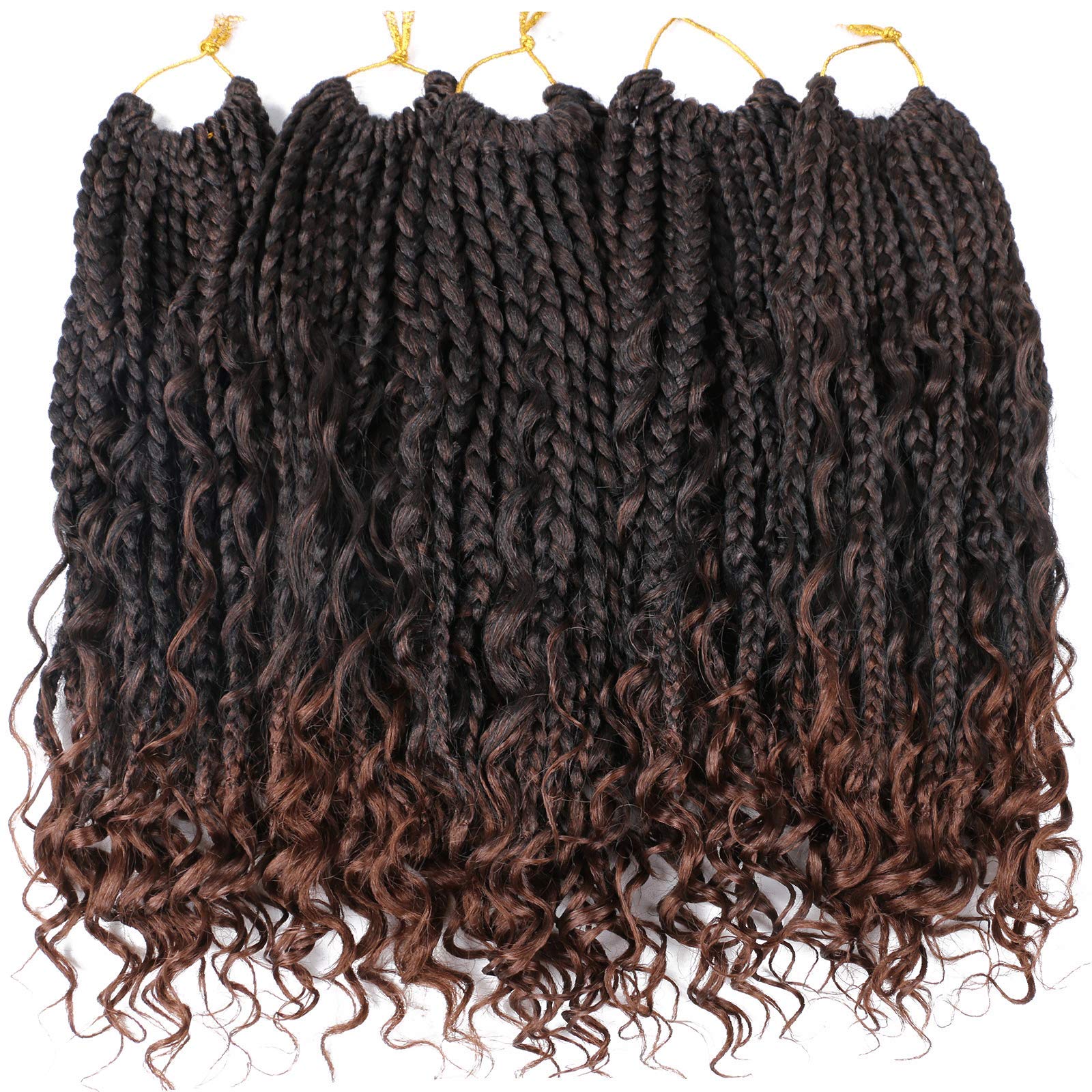 8 Pack Bohemian Box Braids Crochet Hair - 12 Inch Synthetic Braiding Hair with Curly Ends for Black Women | T30 Goddess Box Braids | Perfect for Protective Styles, Everyday Wear & Special Occasions