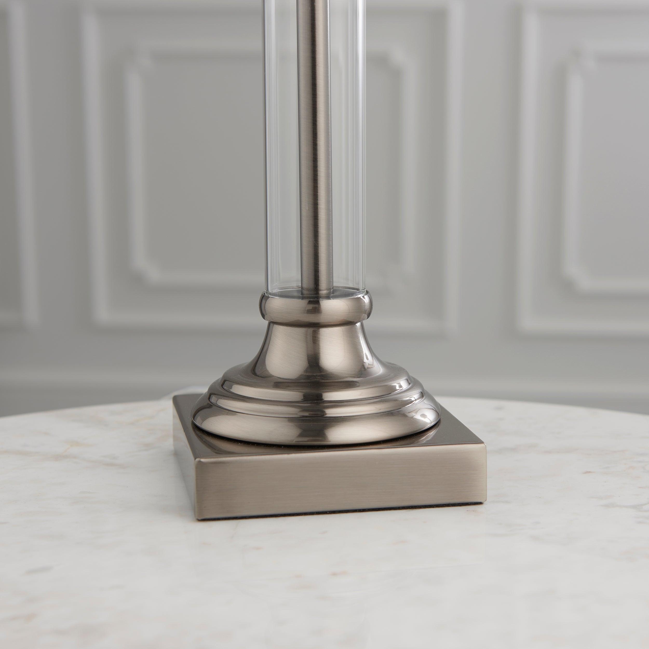 Endon Avebury 1 Light Silver Modern Table Lamp Base - Elegant Home Office Desk Lighting for Living Room, Bedroom & Study