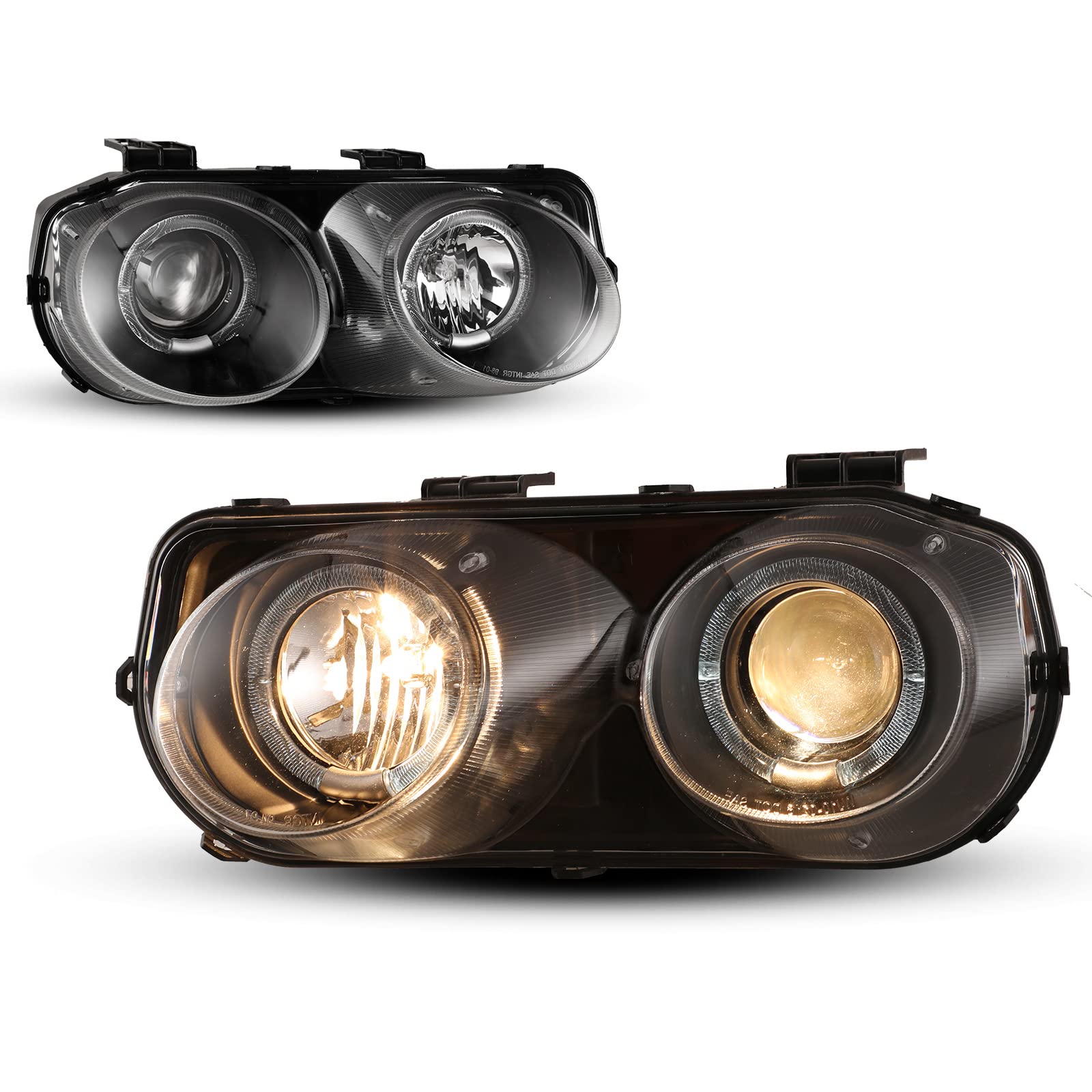 AUTOFREE Headlight Assembly Compatible with 1994-1997 Acura Integra - High/Low Beam Sealed Headlamp Replacement (Black/Clear Lens) - 1 Pair - Perfect for Night Driving & Car Restoration Projects