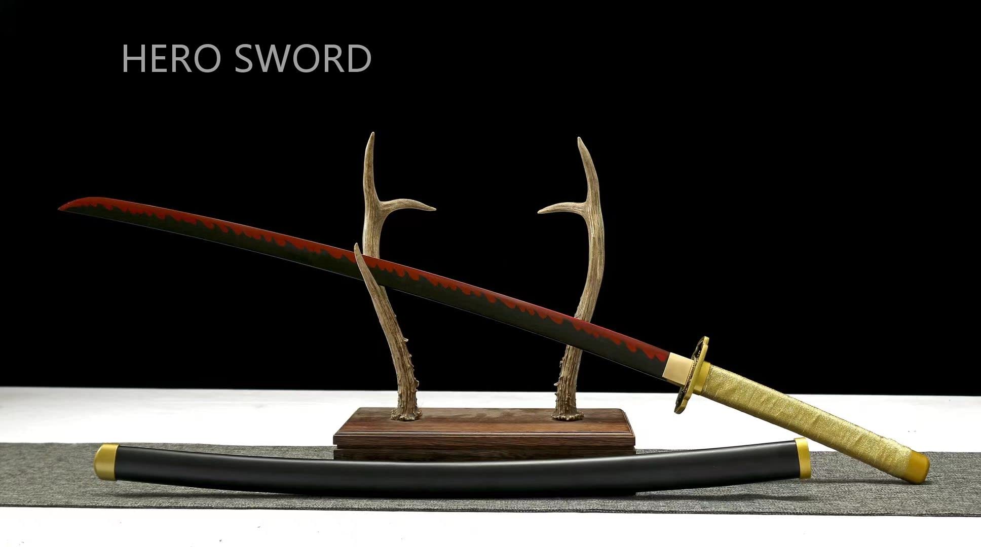 Handmade Demon Slayer Katana Sword - 1060 Carbon Steel Full Tang Samurai Sword with Sharp Blade - Japanese Anime Cosplay Weapon for Collectors & Martial Arts Training - Perfect for Cosplay, Display, and Anime Enthusiasts
