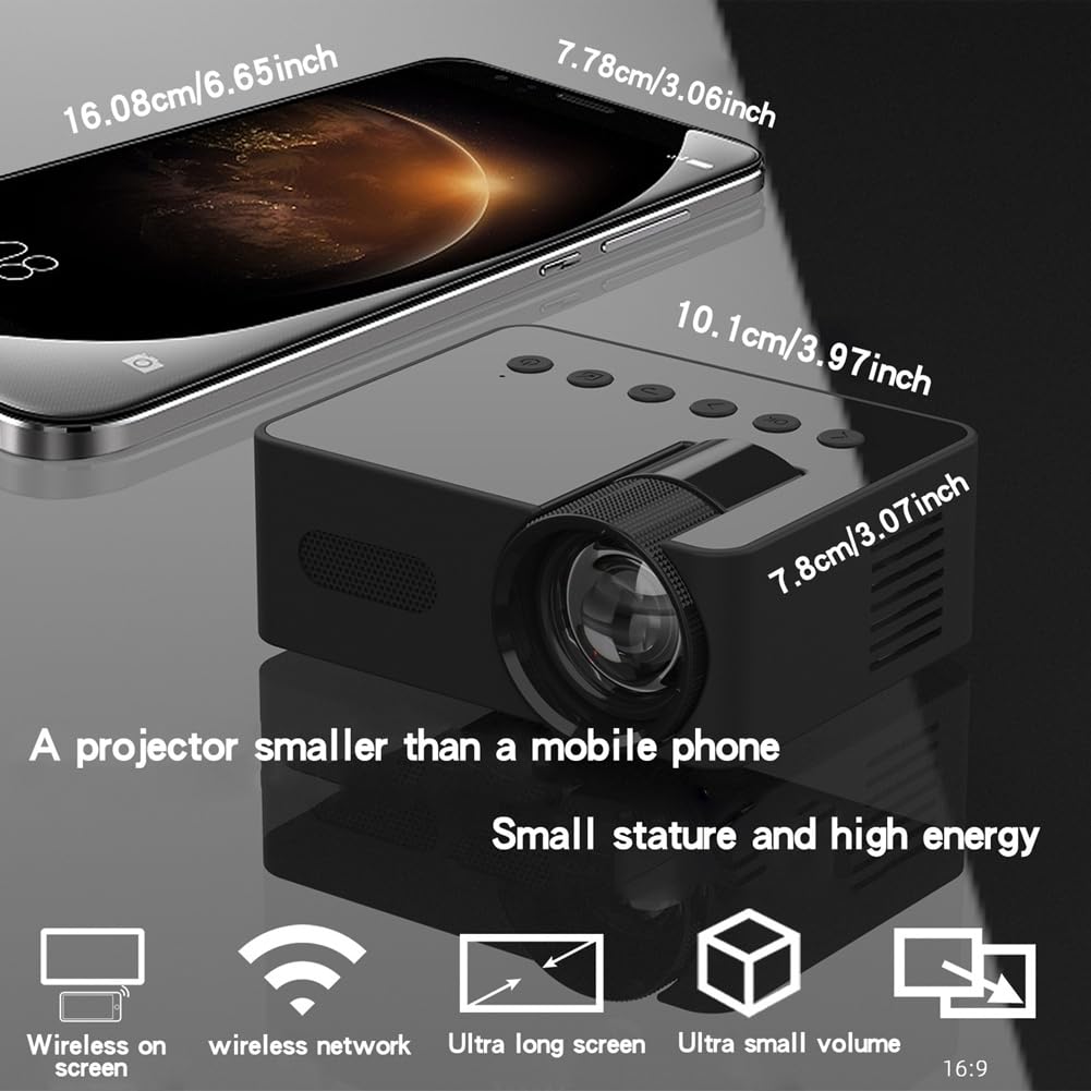 CENMEN YT100 Mini Home Projector - Portable Wireless HD Movie Projector for iPhone Android Smartphone | Home Theater, Outdoor Movie Nights, Gaming & Office Presentations
