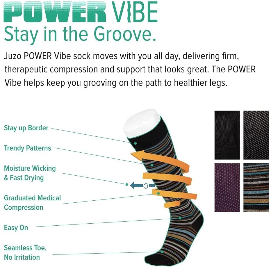 Juzo Power Vibe Premium Compression Socks 15-20 mmHg for Men & Women - Best for Running, Travel & Varicose Vein Relief