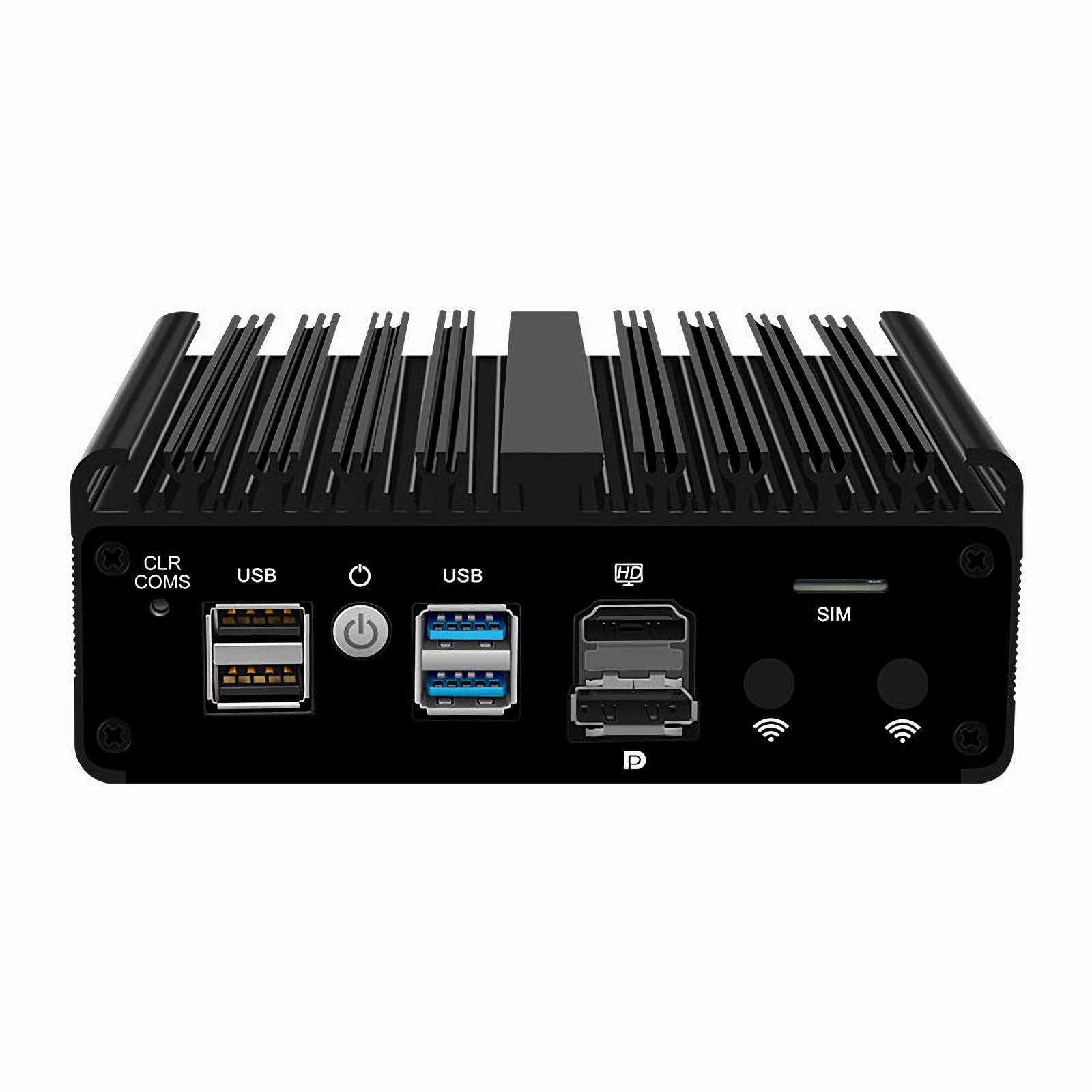 N100 Fanless Mini PC with 4x i226-V 2.5G Ports | 8GB DDR5 & 128GB SSD | 4x USB, HDMI, DP, RJ45 COM | Industrial Firewall Micro Appliance - Perfect for Home Office, Network Security & Industrial Automation
