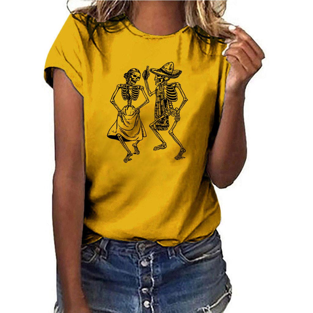 Lozeny Women's Skull Graphic T-Shirt - Funny Cute Short Sleeve Summer Top | Casual Comfort Fit Pullover Tee for Everyday Wear & Street Fashion