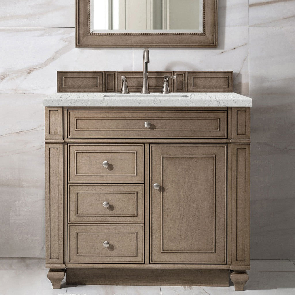 James Martin Vanities Bristol Collection 36 Inch Single Bathroom Vanity in Whitewashed Walnut with Countertop Options - Perfect for Modern Bathroom Renovations and Home Upgrades