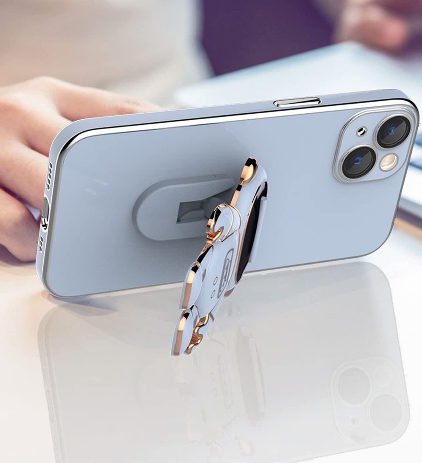 6D Plating Astronaut Phone Case with Stand - Compatible with iPhone 11/12/13 Pro Max, Durable Protective Cover (Blue) | Perfect for Space Enthusiasts & Everyday Use
