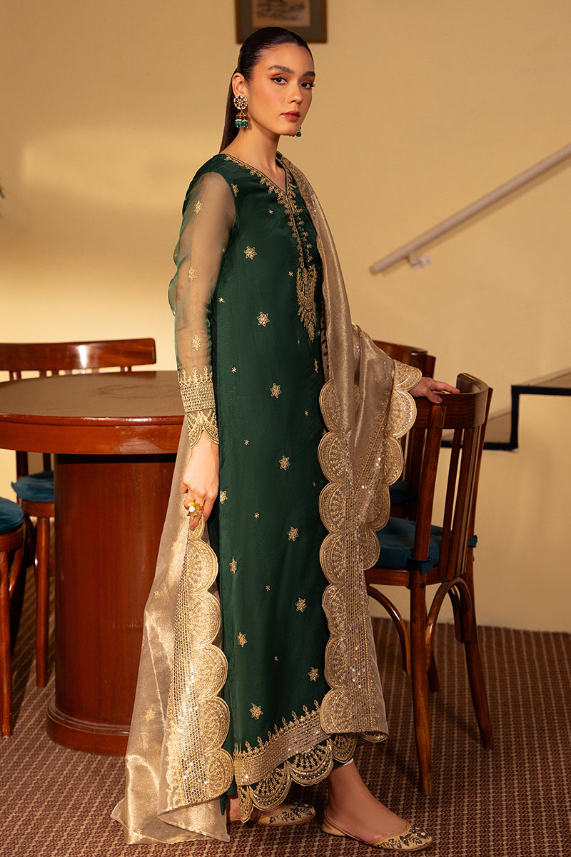 JADE RADIANCE 2-Piece Set (Embroidered Cotton Shirt & Dupatta Scarf) - Elegant Indian Ethnic Wear for Women, Perfect for Weddings, Festivals & Special Occasions
