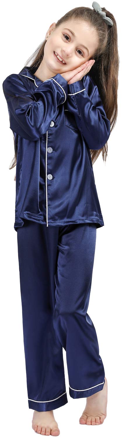 Kids Silk Satin Pajama Set - Long Sleeve Button-Down Sleepwear for Girls & Boys | Cozy Bedtime & Lounging