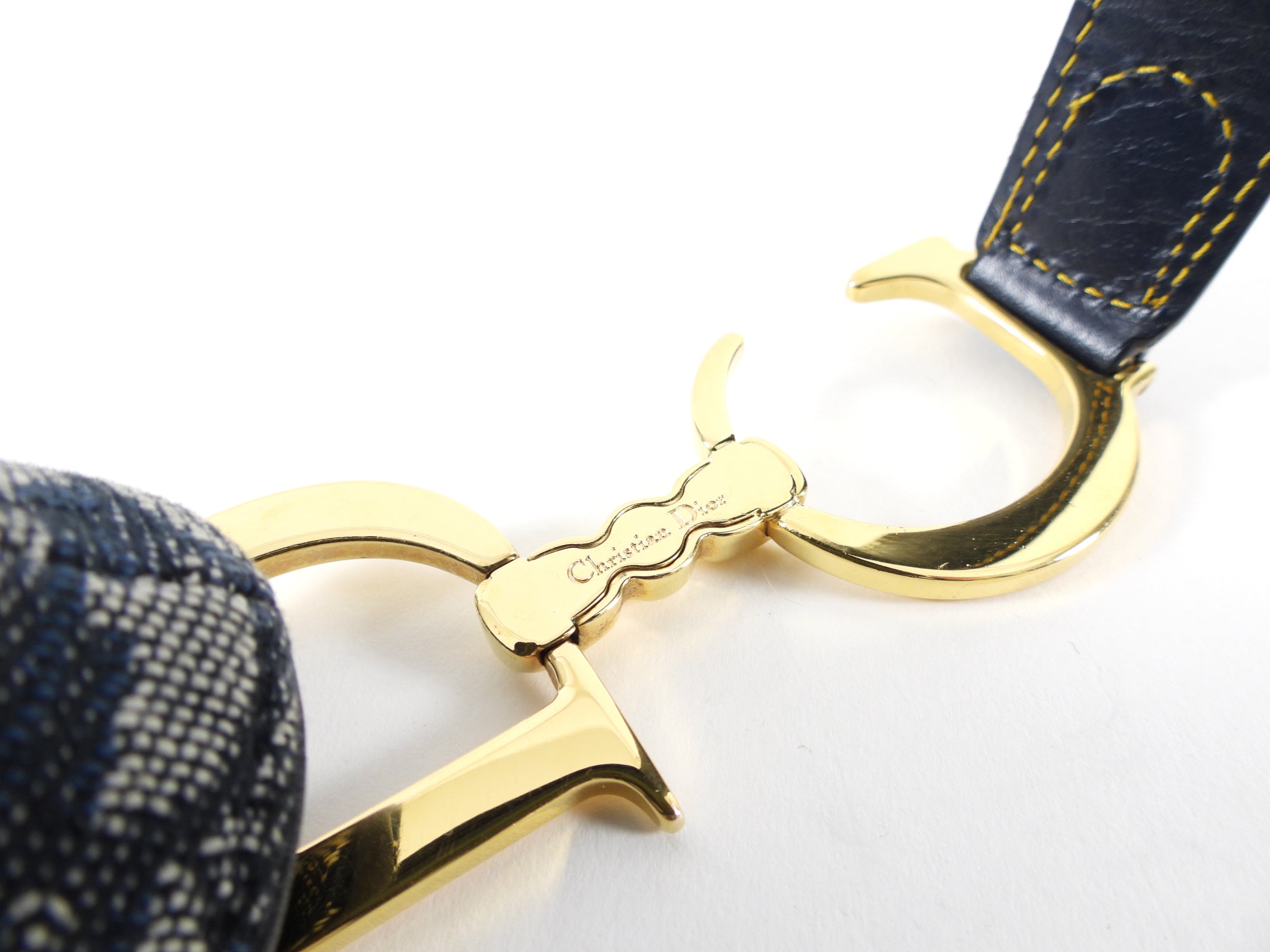 Vintage Christian Dior Saddle Bag in Blue Oblique with Gold Hardware - Perfect for Everyday Use, Parties & Fashion Events