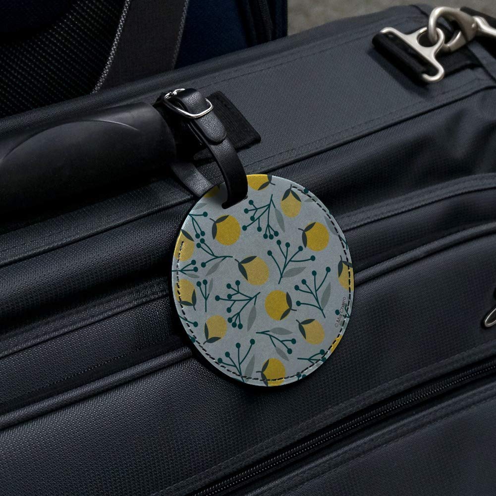 Premium Round Leather Luggage Tag with ID Card Holder - Durable Suitcase Carry-On Accessory for Travel, Business Trips & Vacation Identification