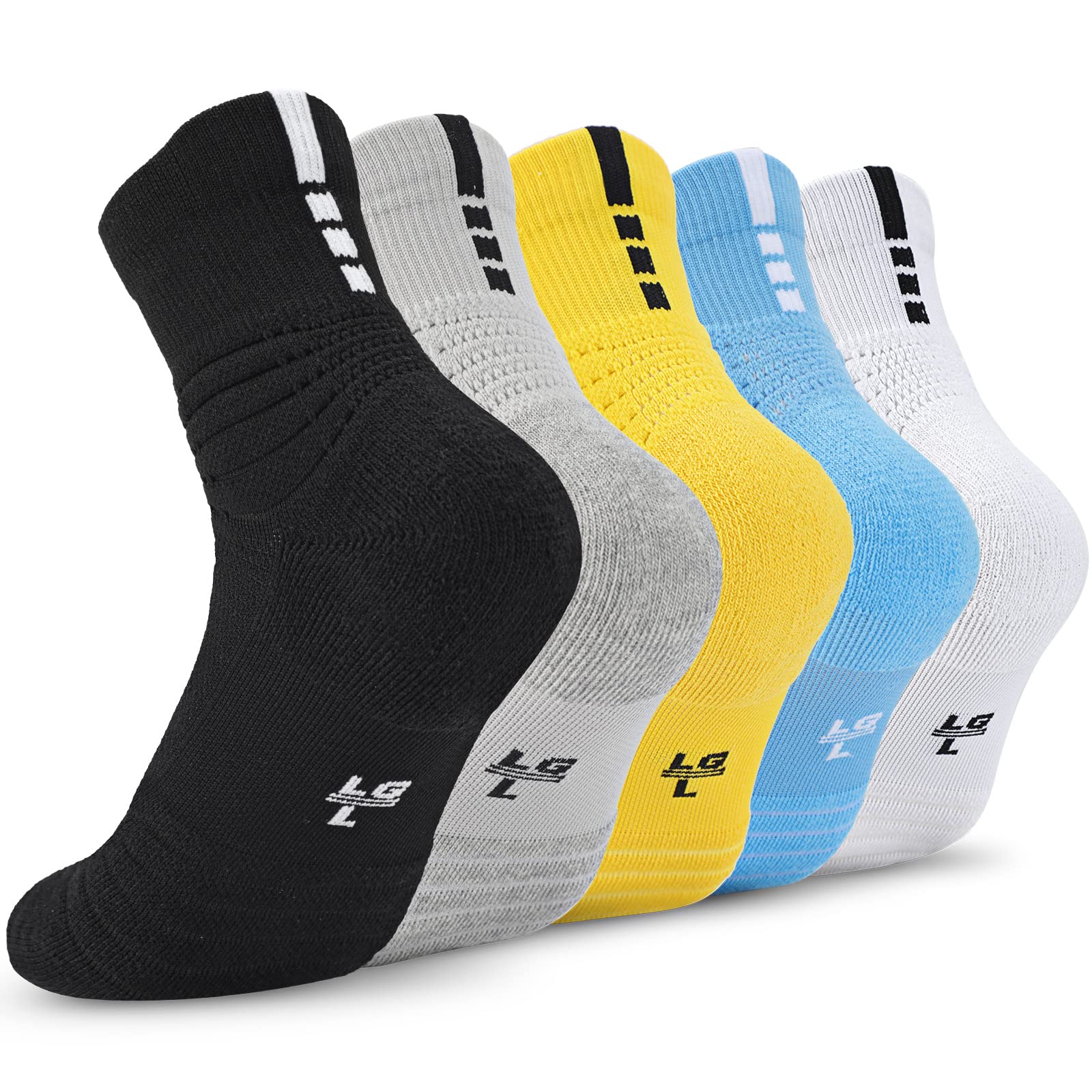 Elite Basketball Socks for Men & Women - Moisture Wicking Cushioned Crew Socks for Youth & Adult Athletes - Perfect for Basketball, Running, Gym & Sports Training