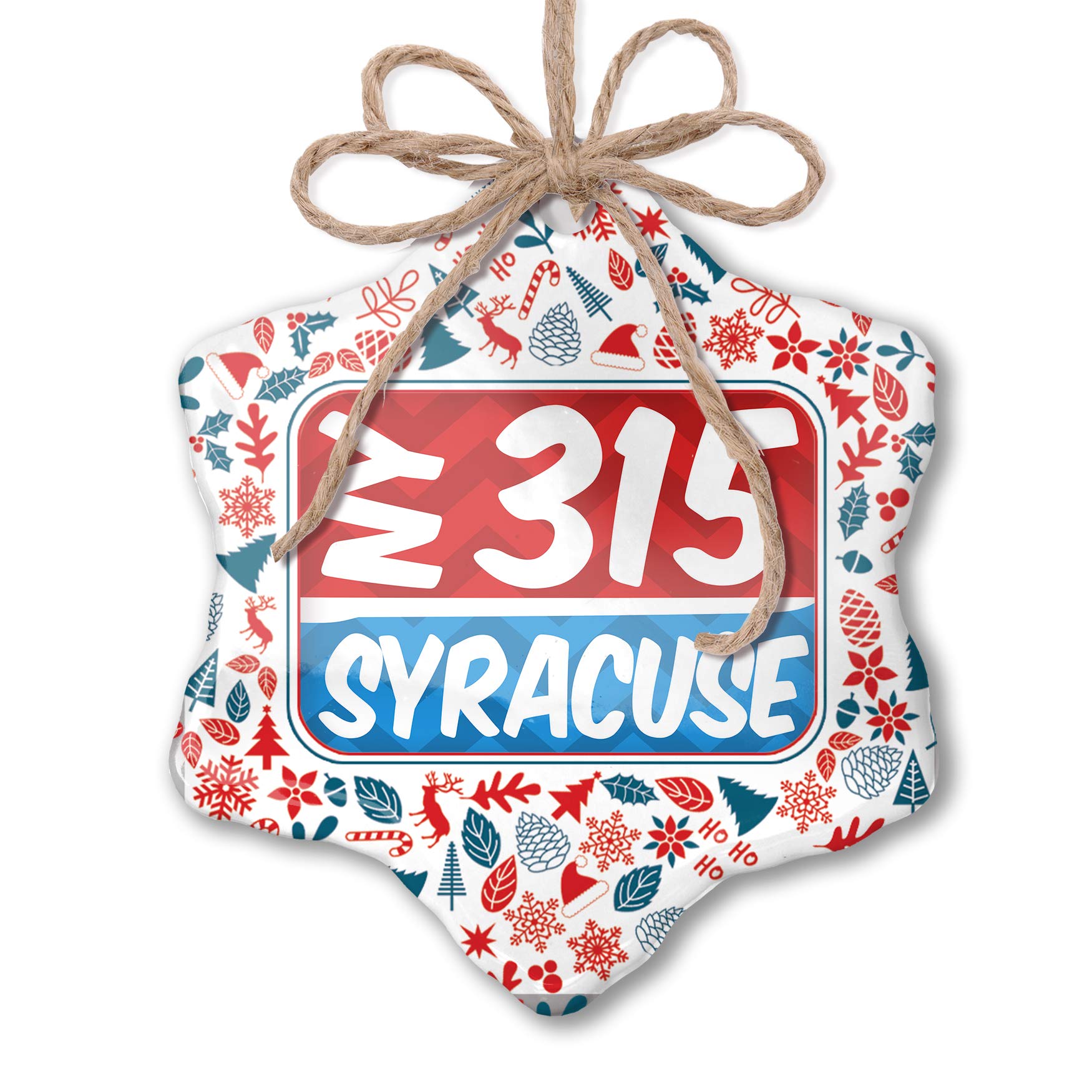 Syracuse NY Christmas Ornament - Patriotic Red White & Blue Holiday Decor for Tree, Gift & Home Decoration